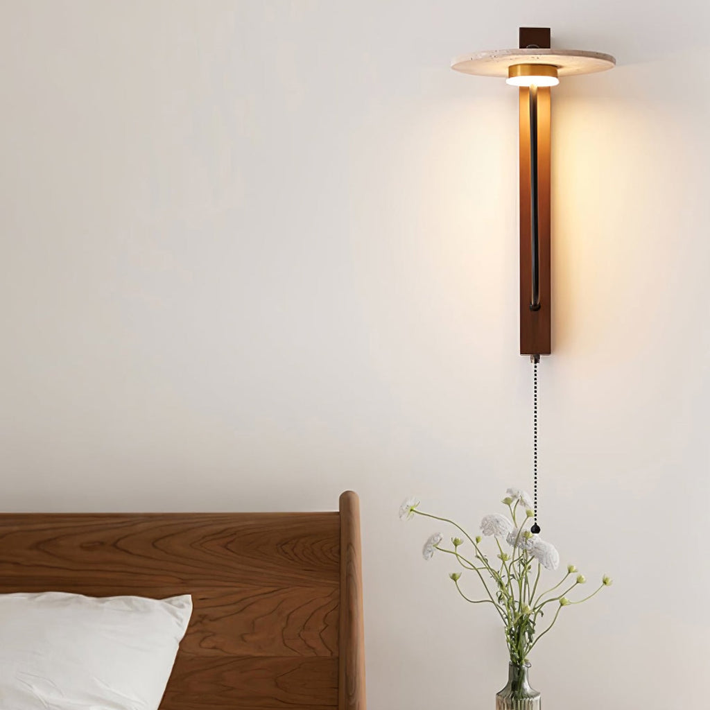 French Yellow Travertine Wall Lamp