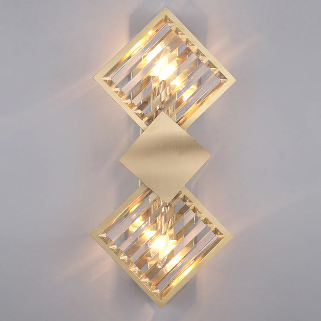 Rhombus Gold Crystal Wall Light