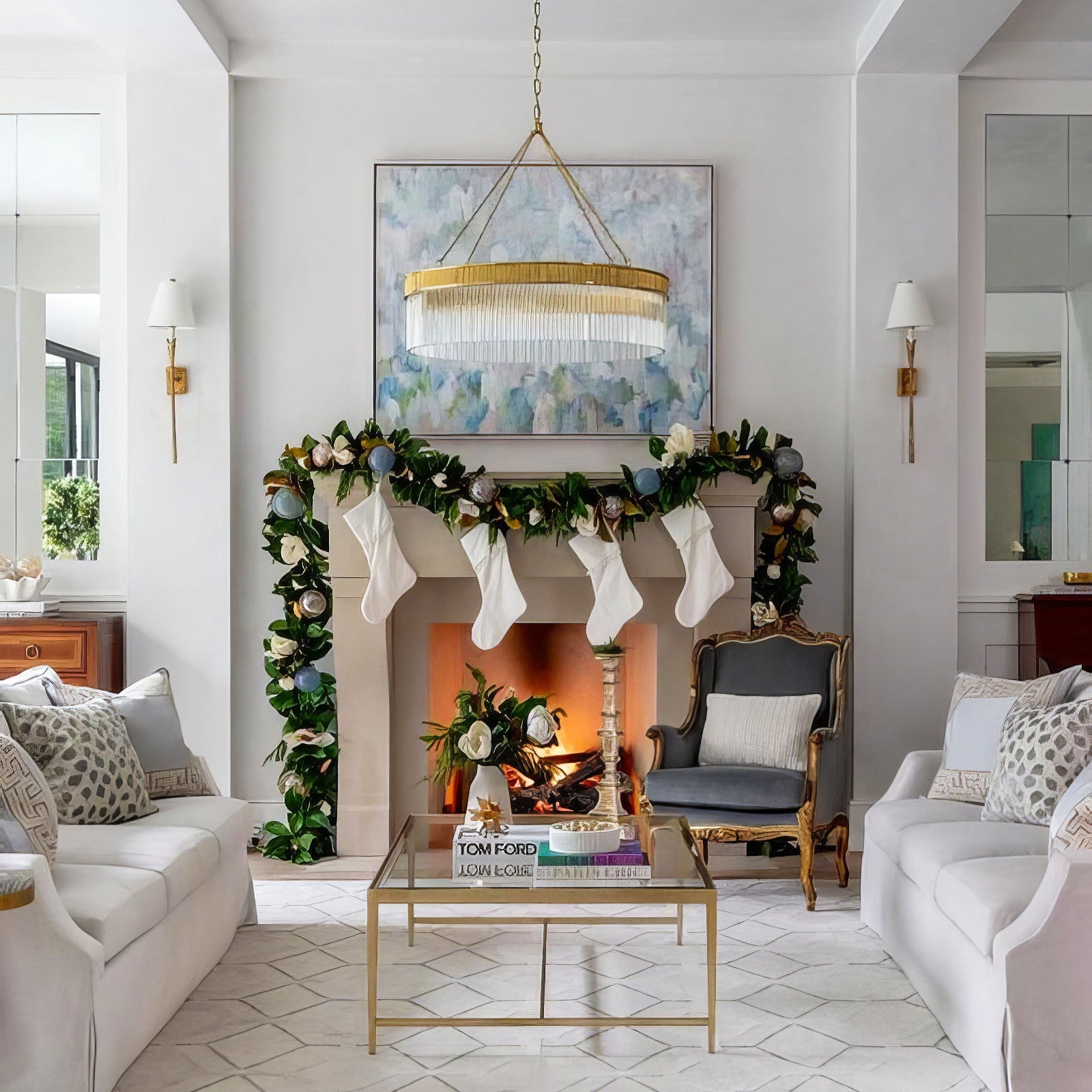 Ribbed Glass Ring Chandelier