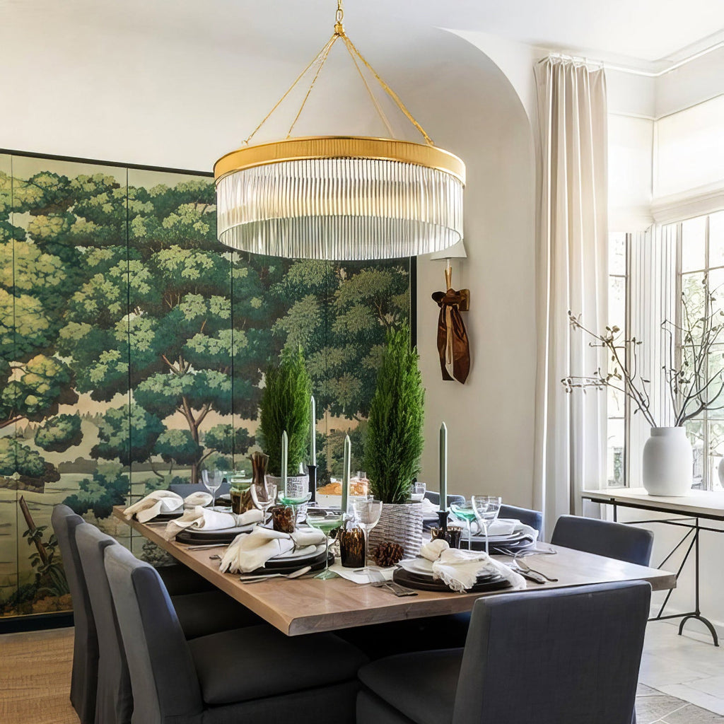 Ribbed Glass Ring Chandelier
