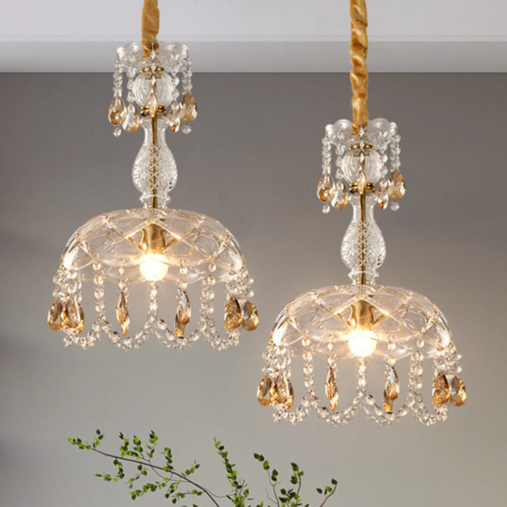 Rondelle Crystal Flower Pendant Lamp