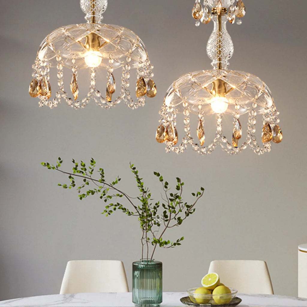 Rondelle Crystal Flower Pendant Lamp