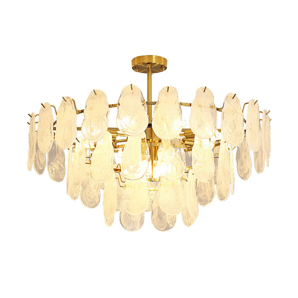 Round Cloud Glass Brass Chandelier