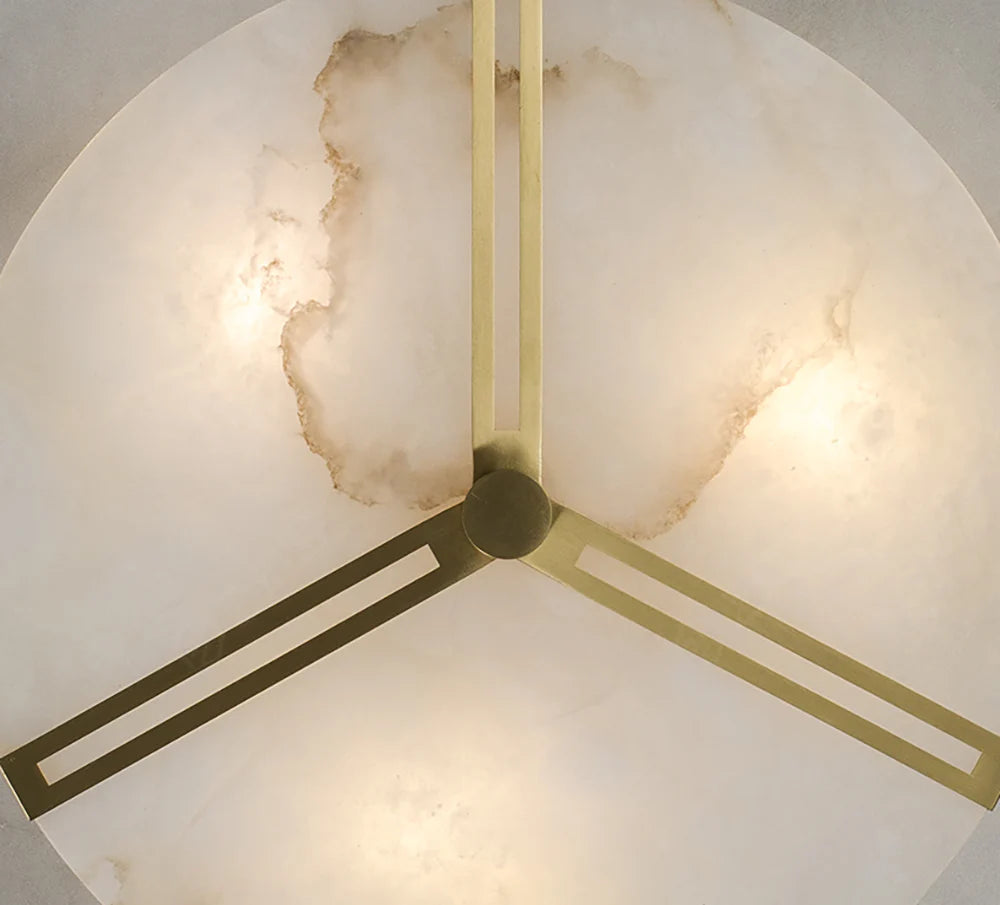 Round Copper Alabaster Ceiling Light