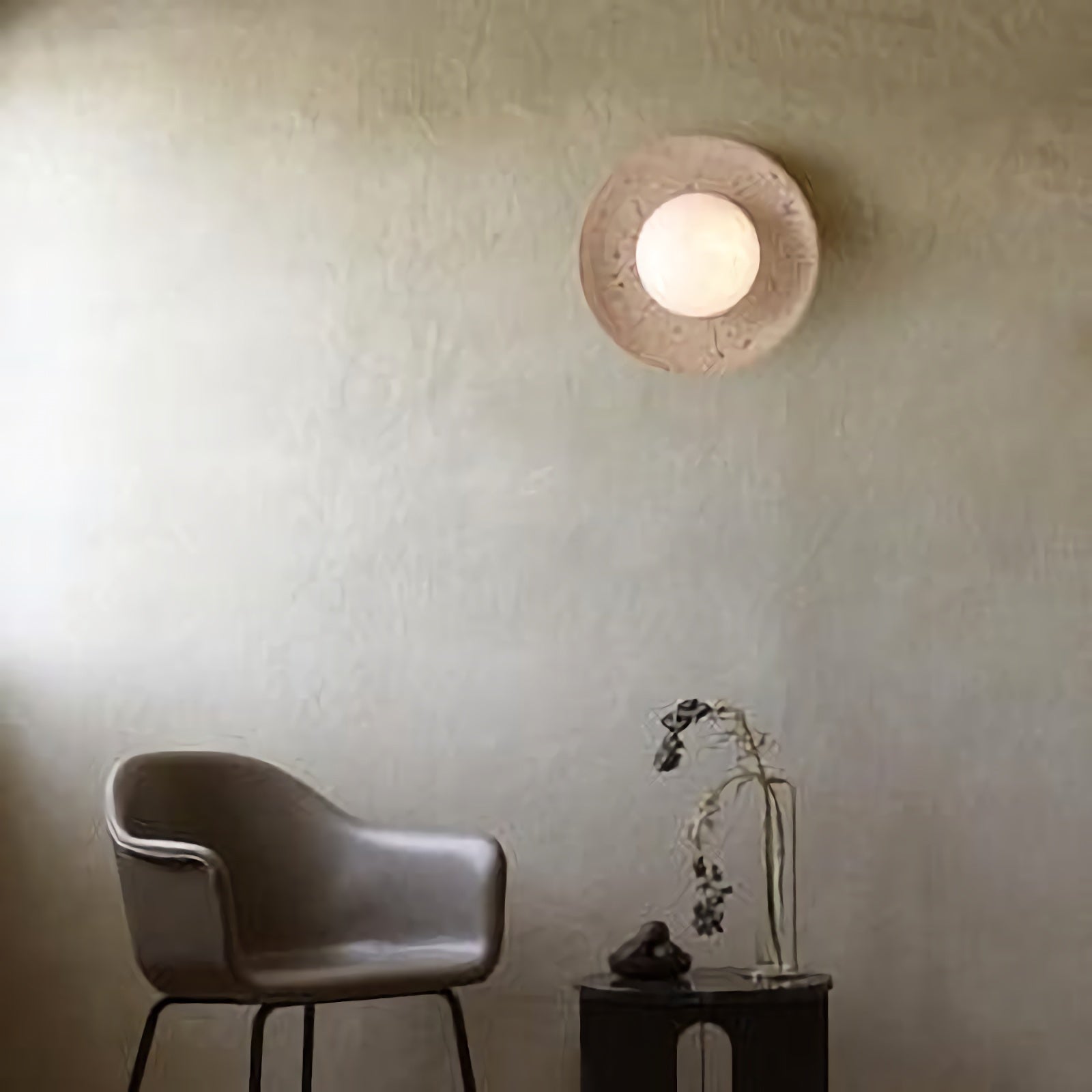 Round Travertine Wall Lamp