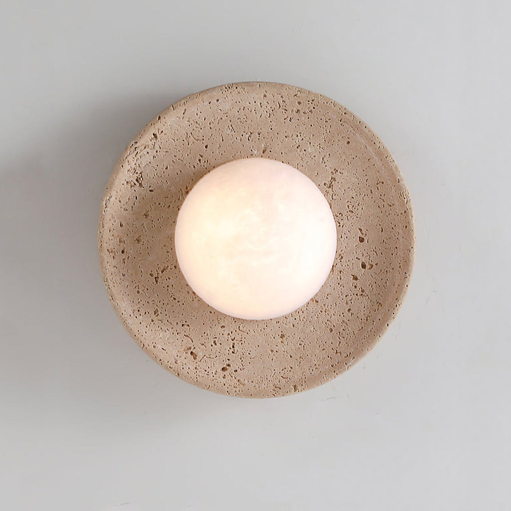 Round Travertine Wall Lamp