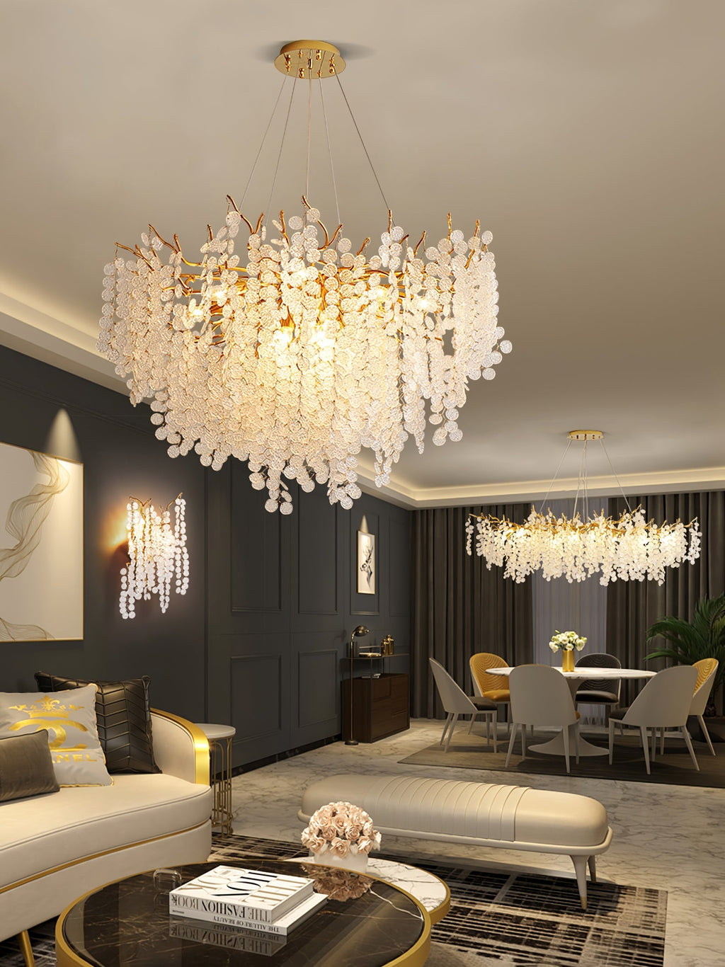 Shiro Noda Glass Coin Chandeliers