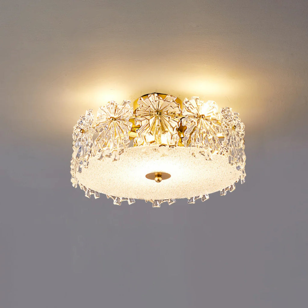 Snowflake Round Glass Ceiling Lamp