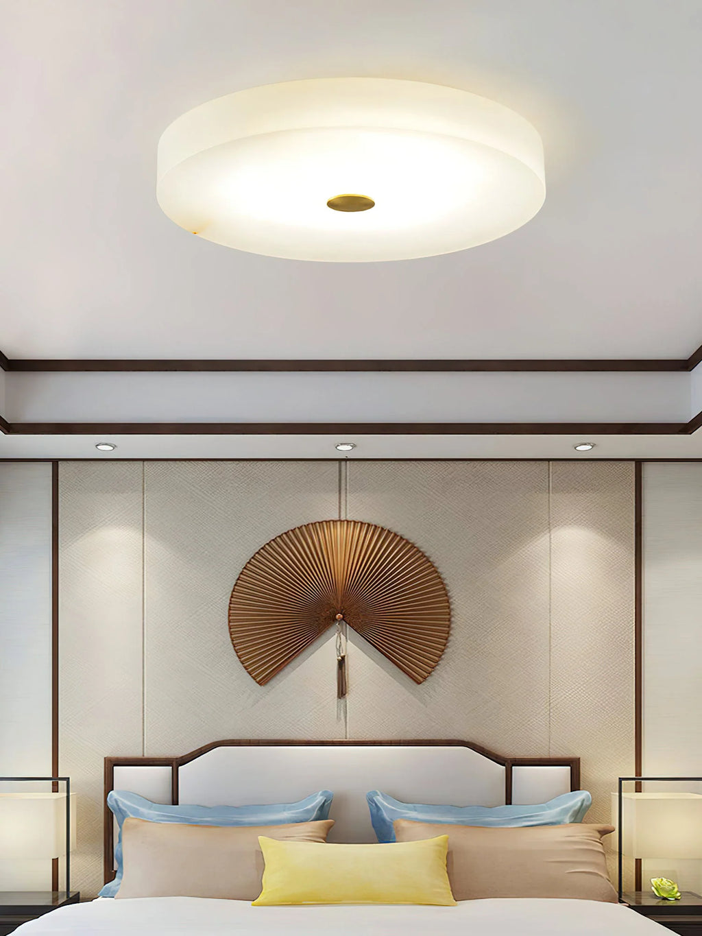 Round Sophie White Alabaster Ceiling Lamp