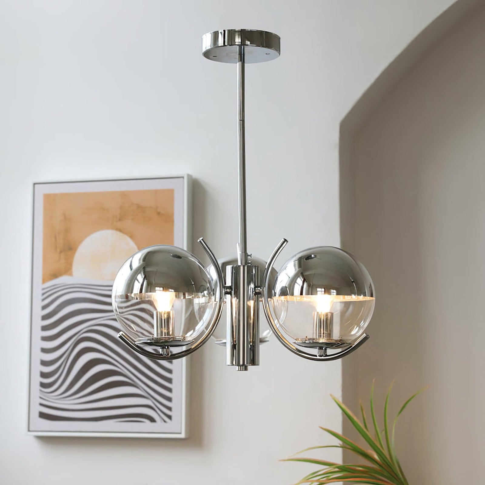 Space Ball Glass Chandelier