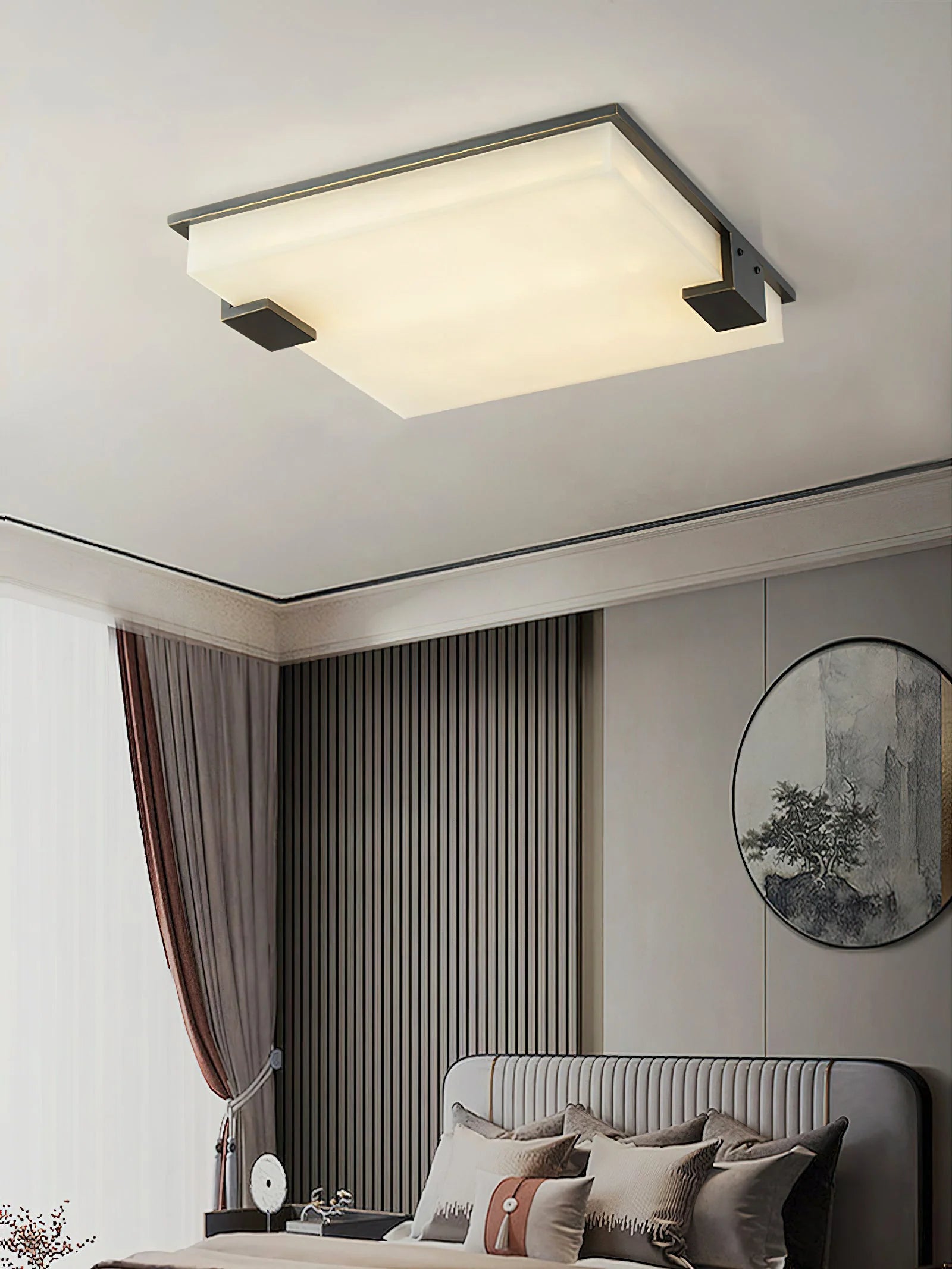 Arle Square Alabaster Black Ceiling Lamp