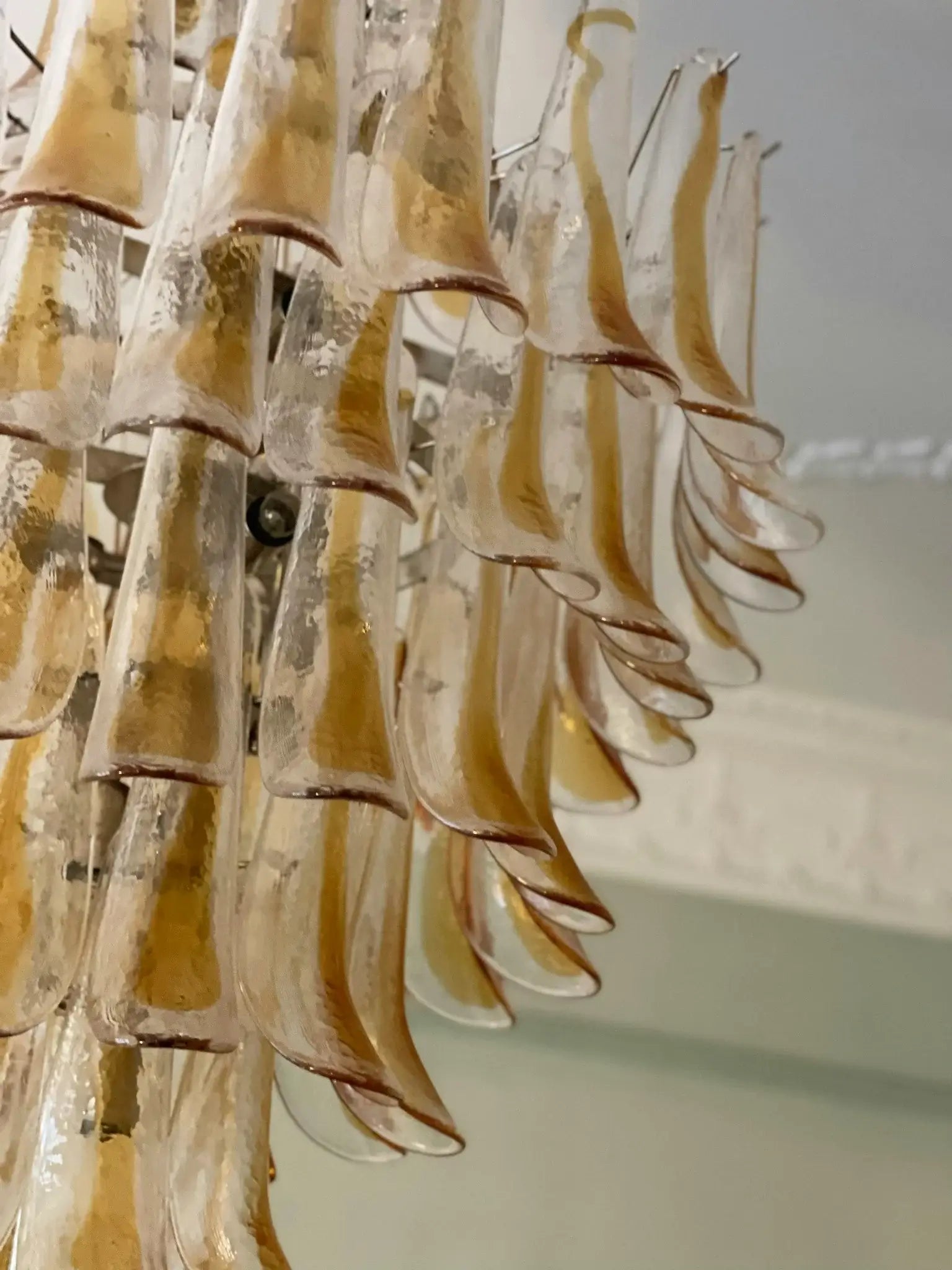 Stunning Murano Amber Glass Petals Chandelier