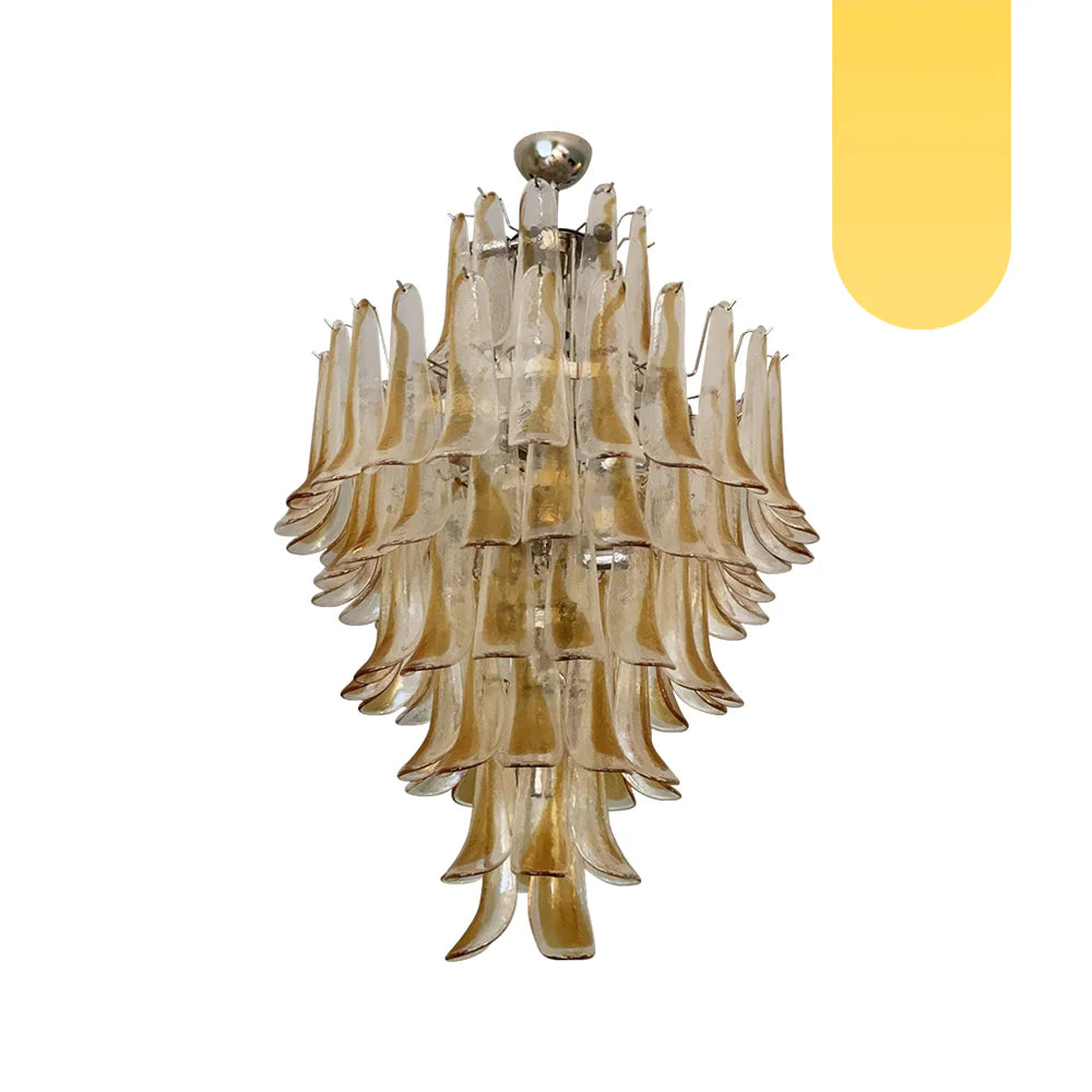 Stunning Murano Amber Glass Petals Chandelier