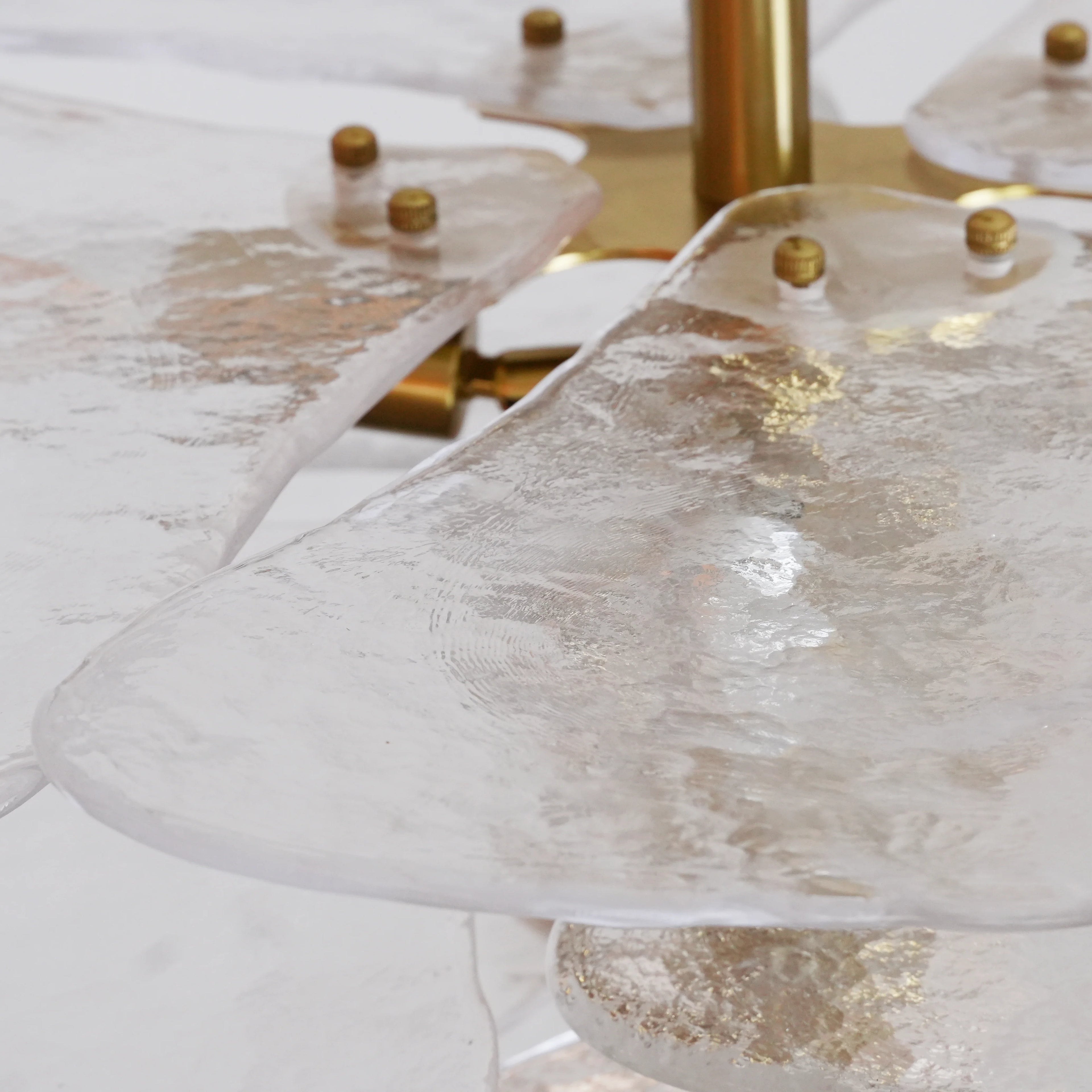 Leaf-Shaped White Textured Glass Chandelier
