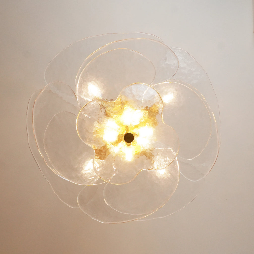 Leaf-Shaped White Textured Glass Chandelier