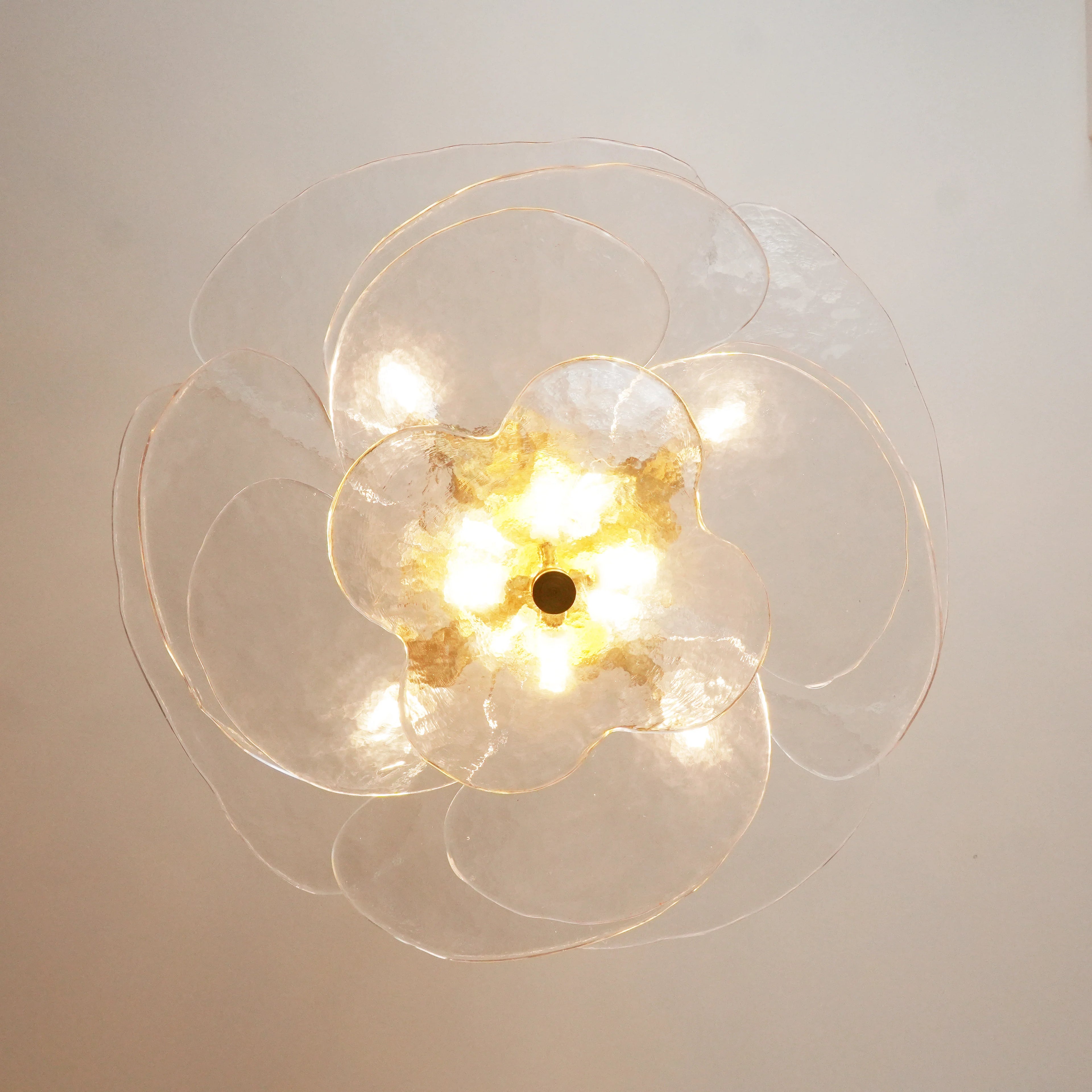 Leaf-Shaped White Textured Glass Chandelier