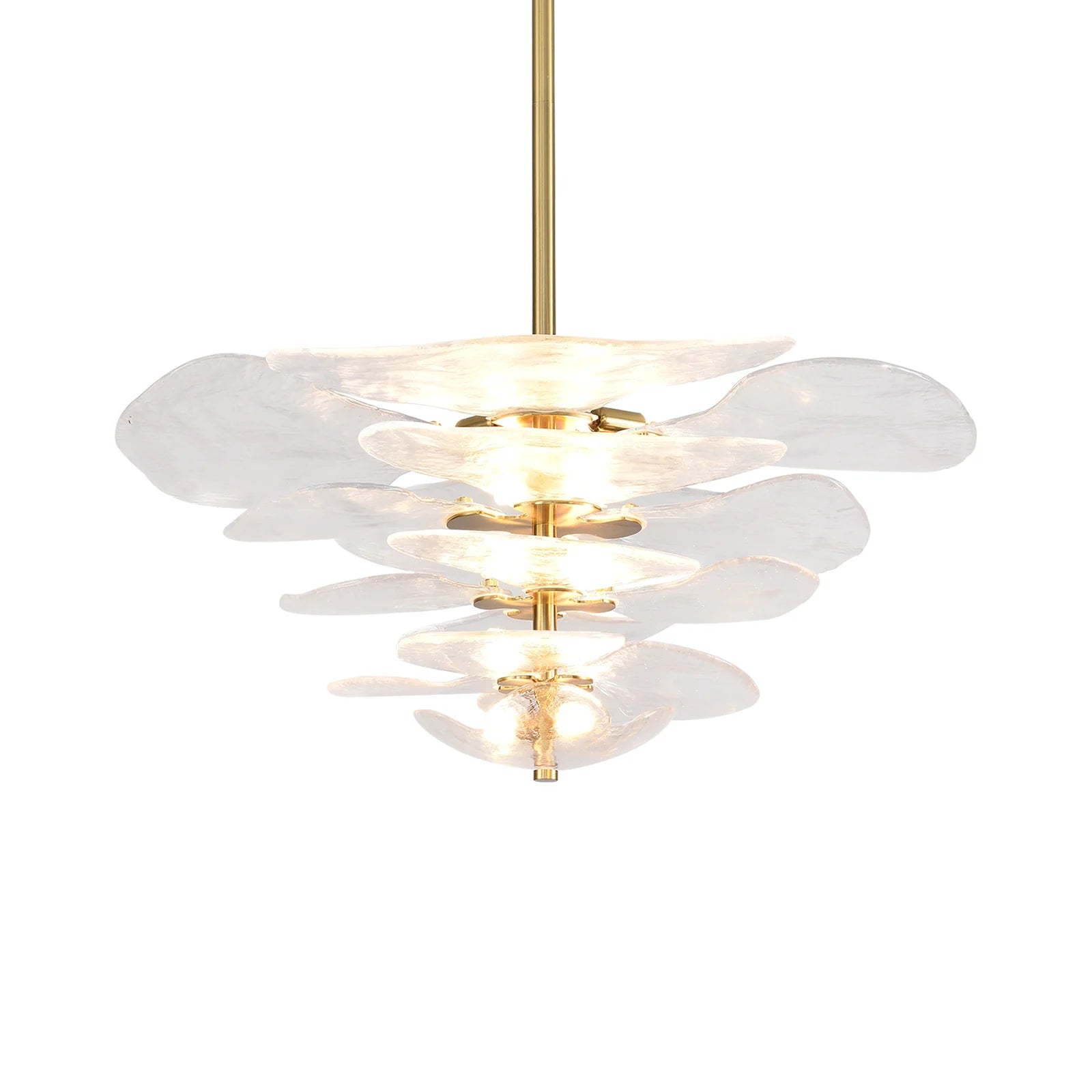 Leaf-Shaped White Textured Glass Chandelier