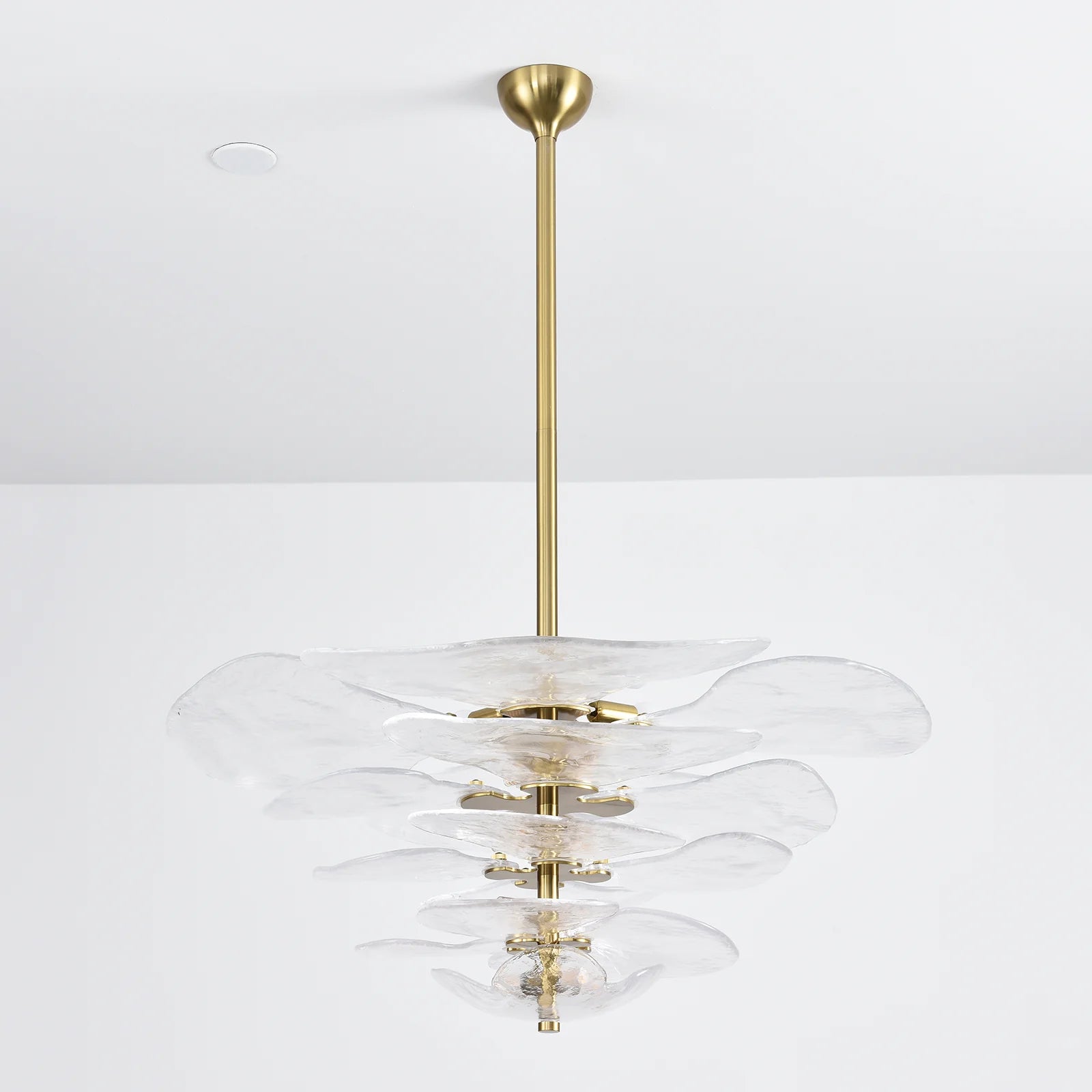 Leaf-Shaped White Textured Glass Chandelier