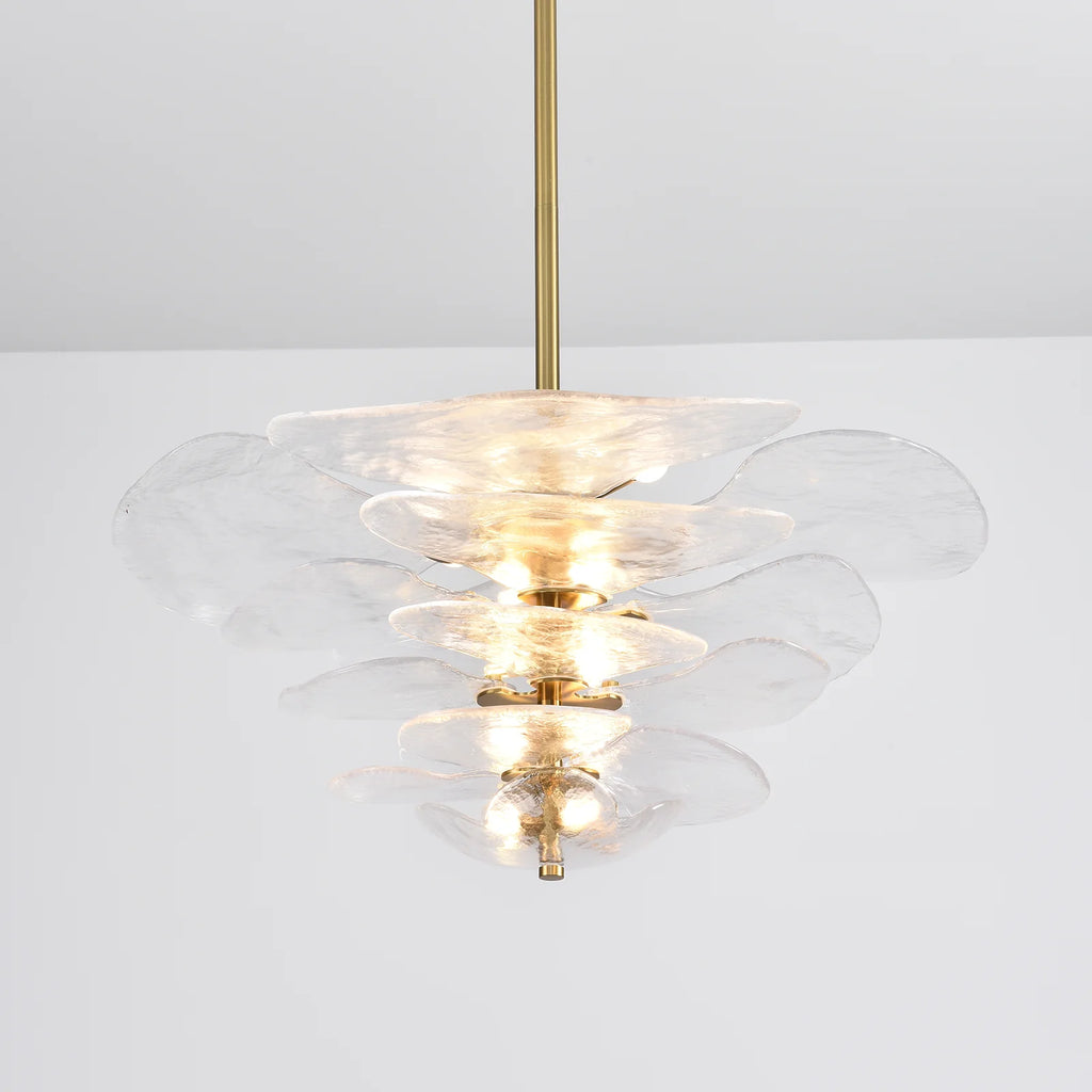 Leaf-Shaped White Textured Glass Chandelier