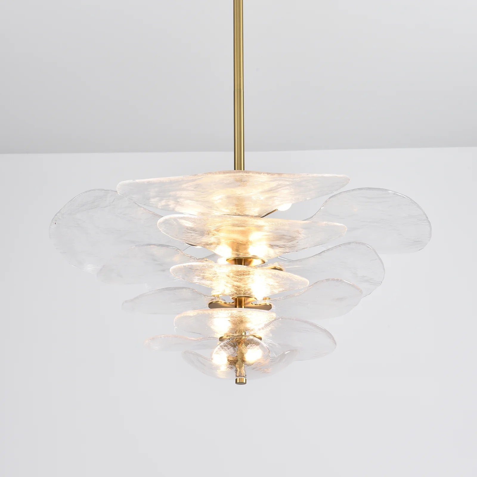 Leaf-Shaped White Textured Glass Chandelier