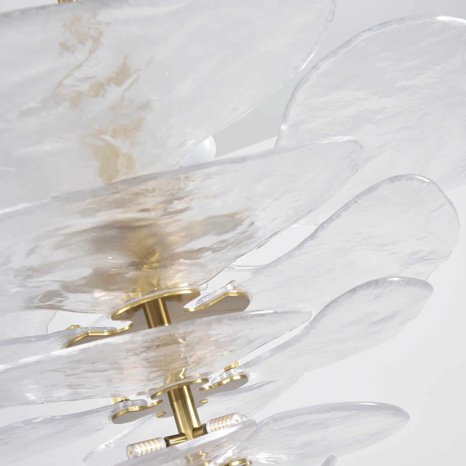Leaf-Shaped White Textured Glass Chandelier