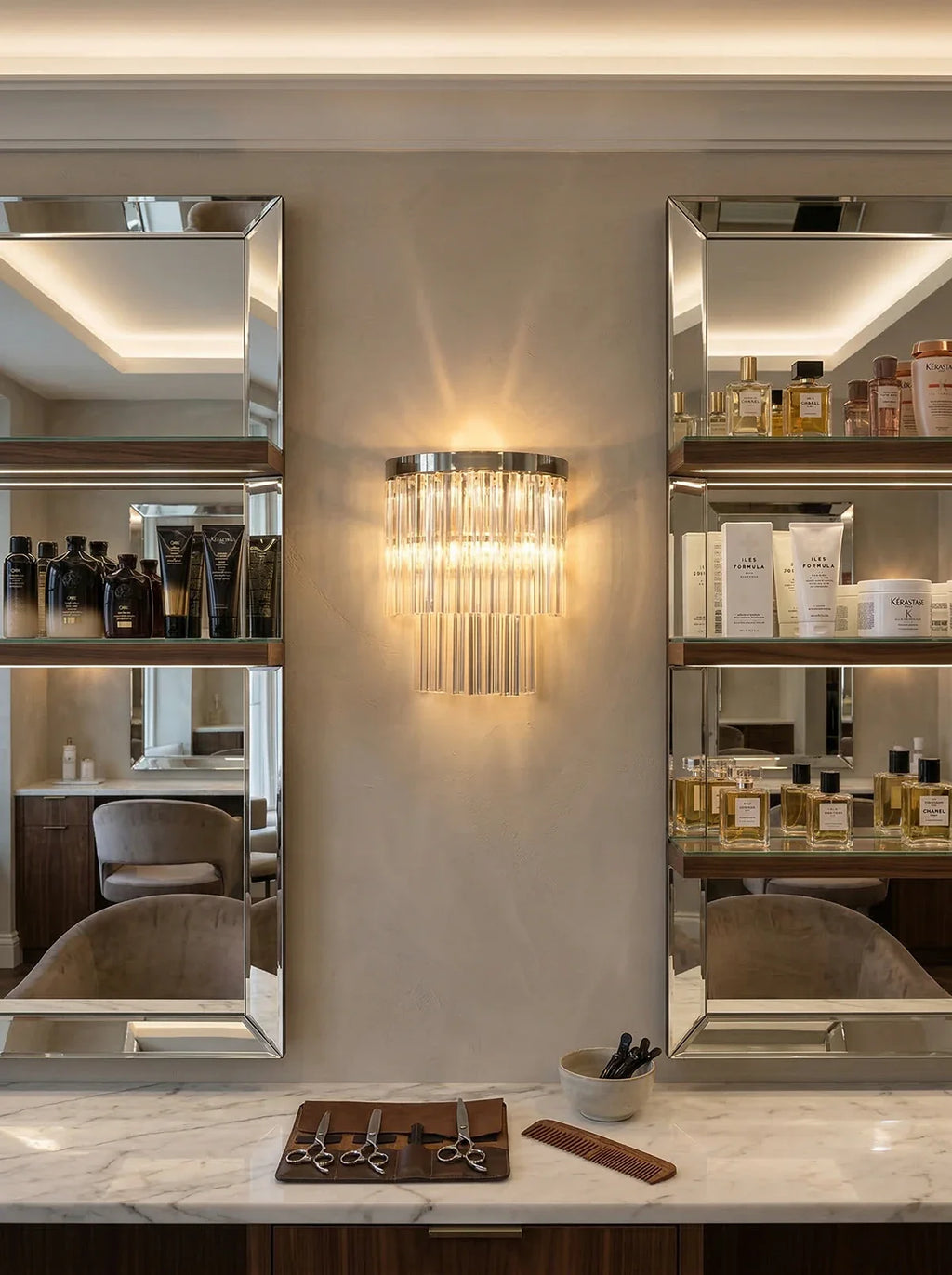 Tiered Clear Glass Rod Wall Light