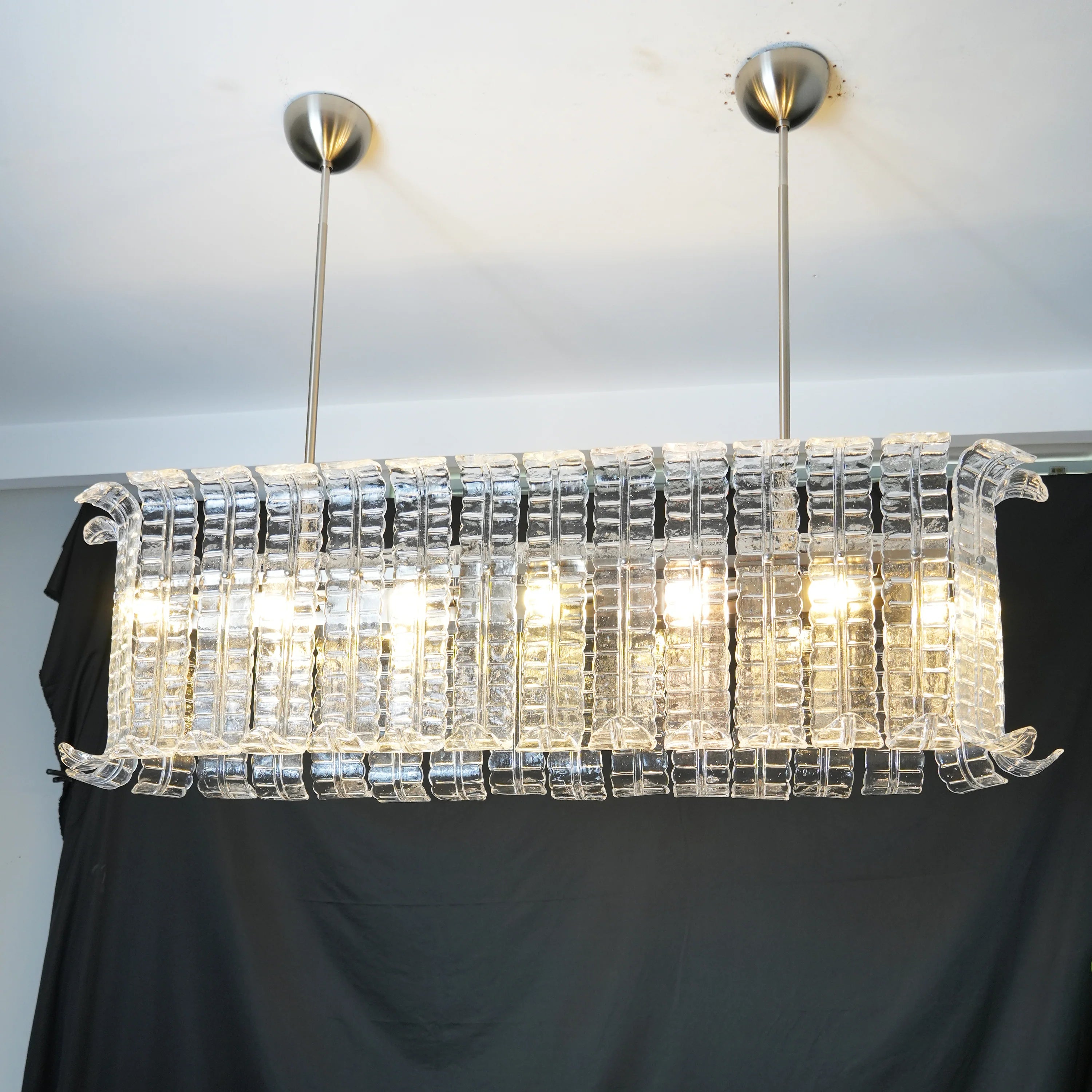 Transparent Murano Leaf Shaped Chandelier