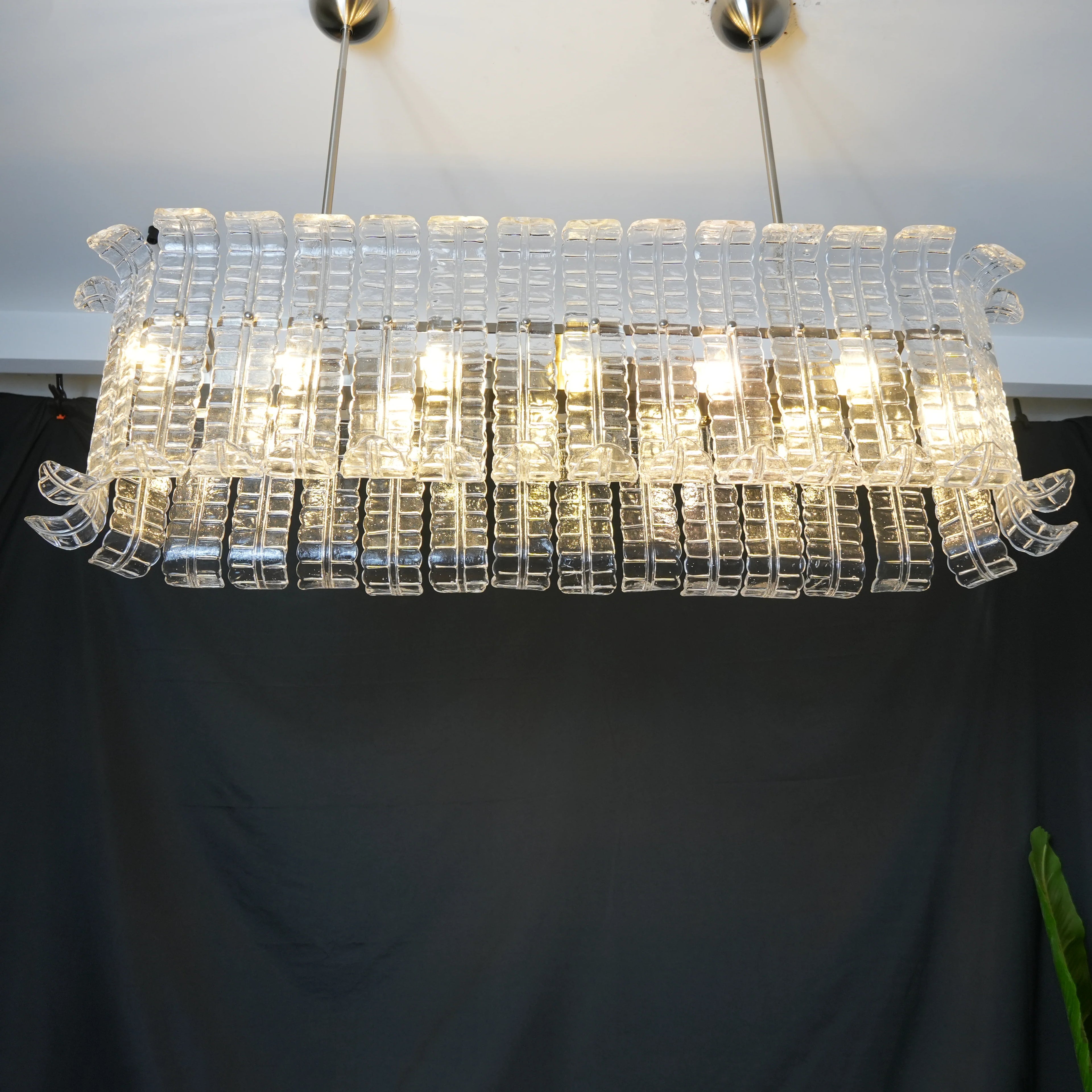Transparent Murano Leaf Shaped Chandelier