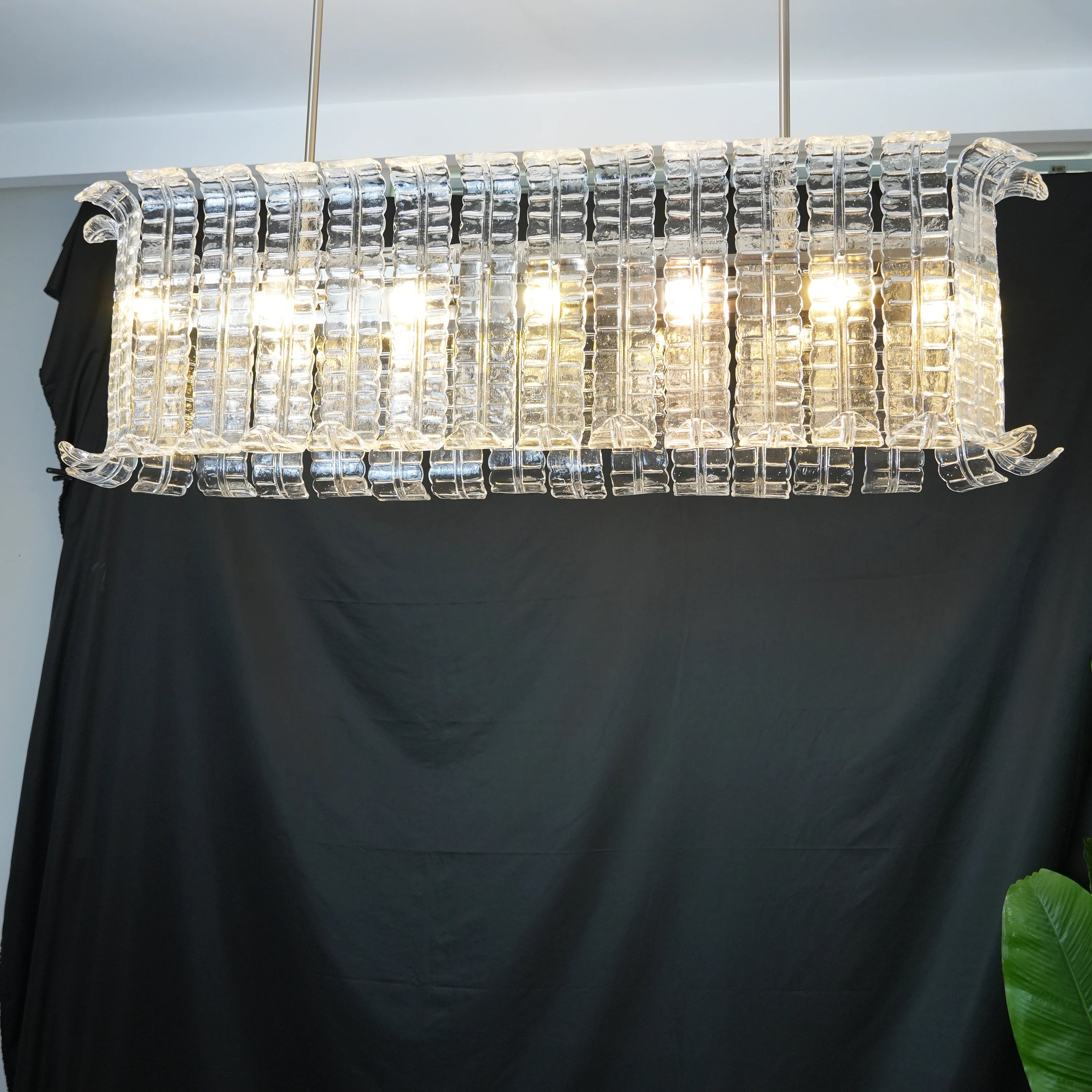 Transparent Murano Leaf Shaped Chandelier