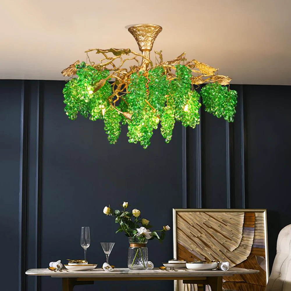 Tree Branch Glass Grape Chandelier