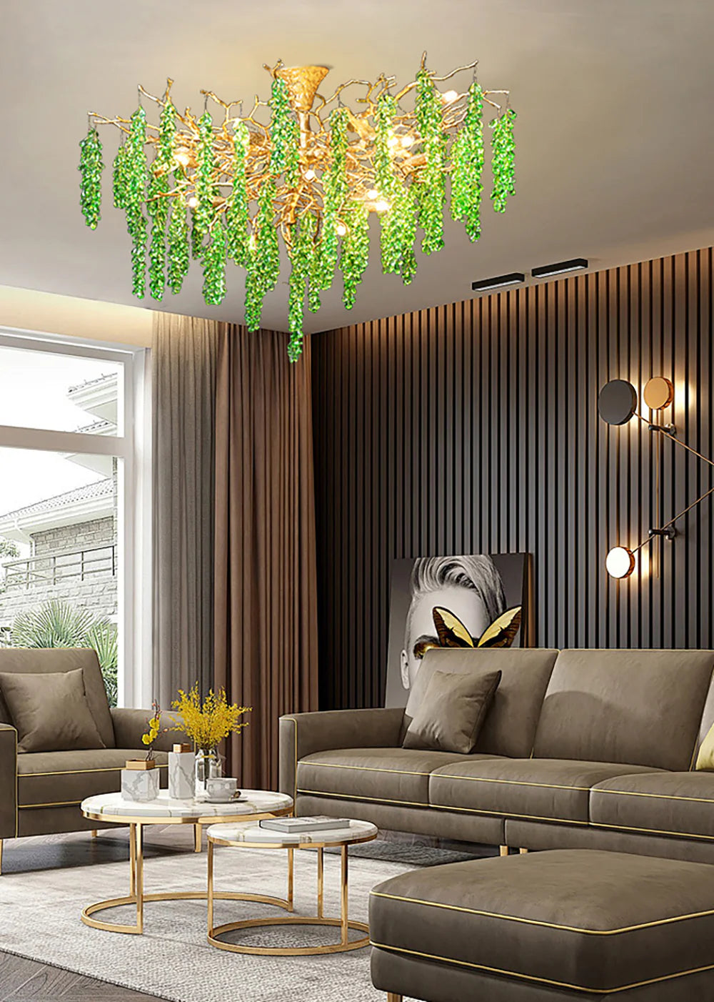 Tree Branch Glass Grape Chandelier