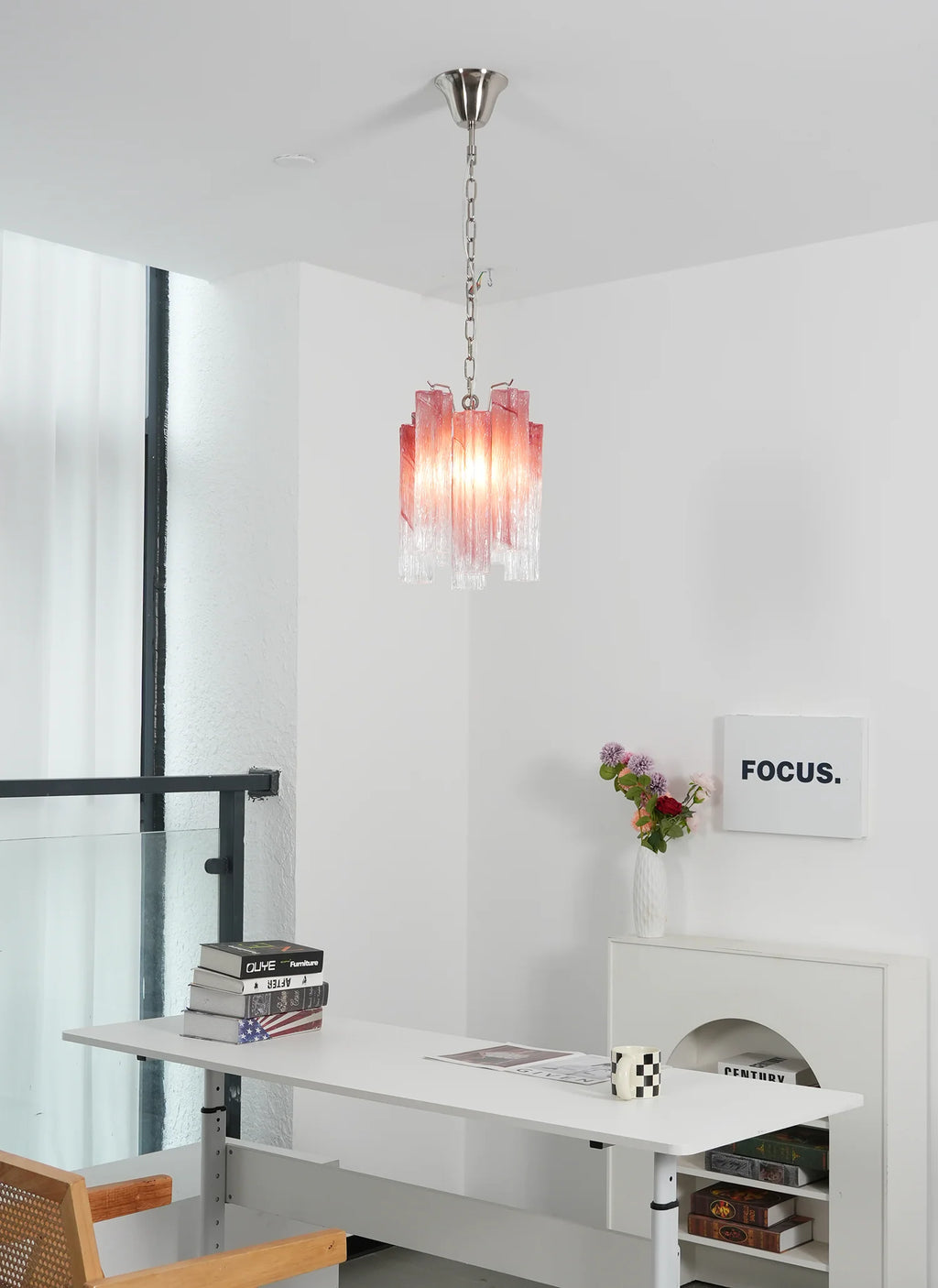 Vintage Gradient Red Murano Chandelier