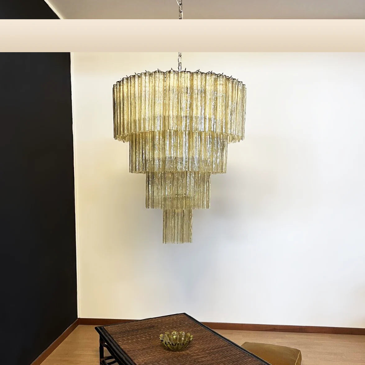 Star-Shaped Amber Glass Chandelier