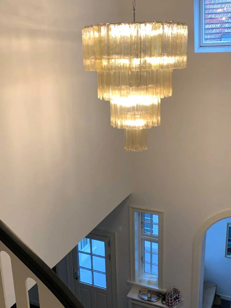 Star-Shaped Amber Glass Chandelier