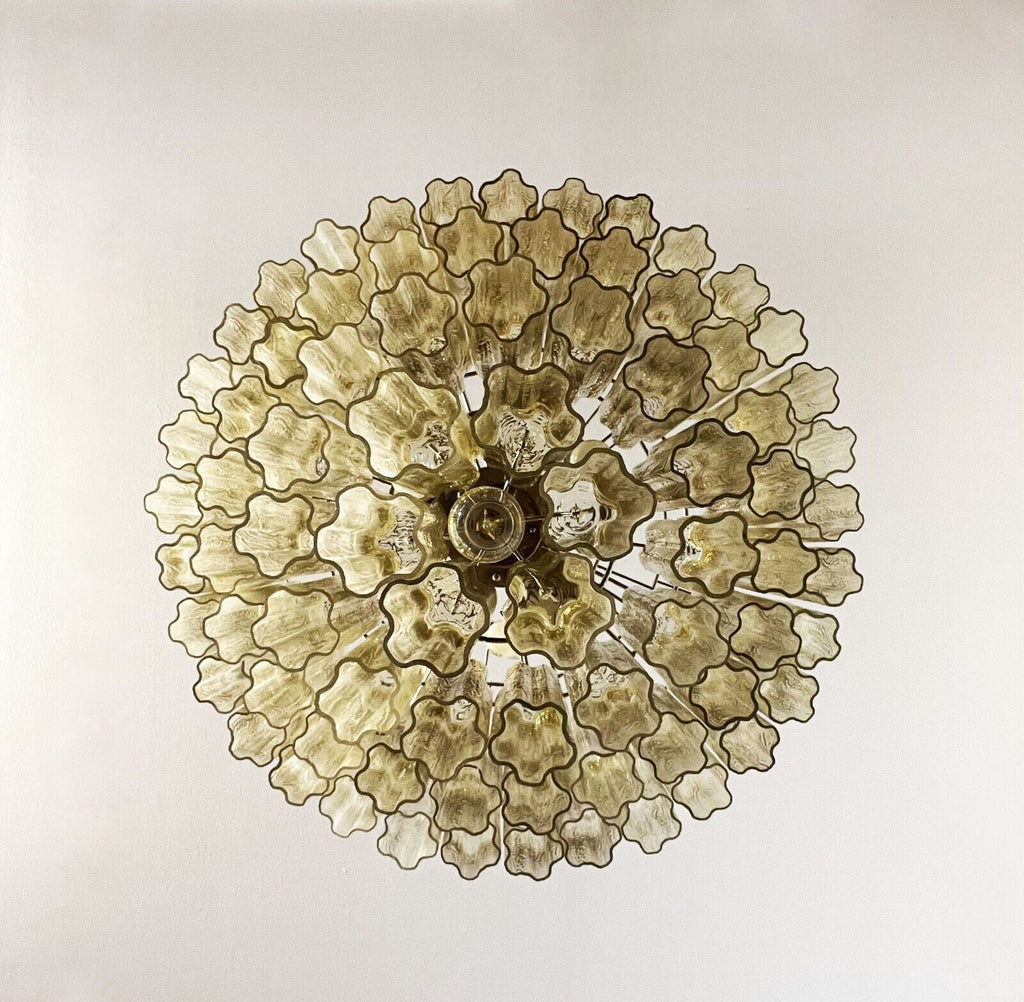 Star-Shaped Amber Glass Chandelier