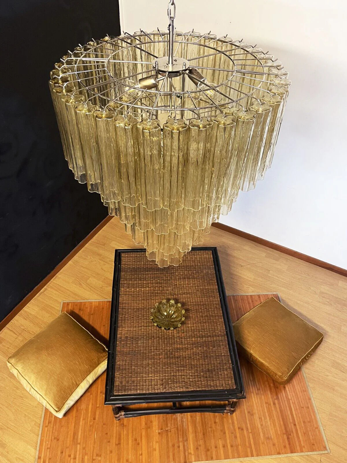 Star-Shaped Amber Glass Chandelier
