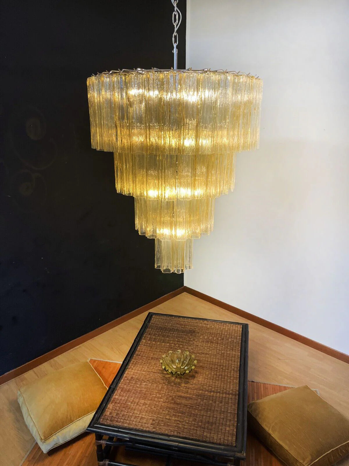 Star-Shaped Amber Glass Chandelier
