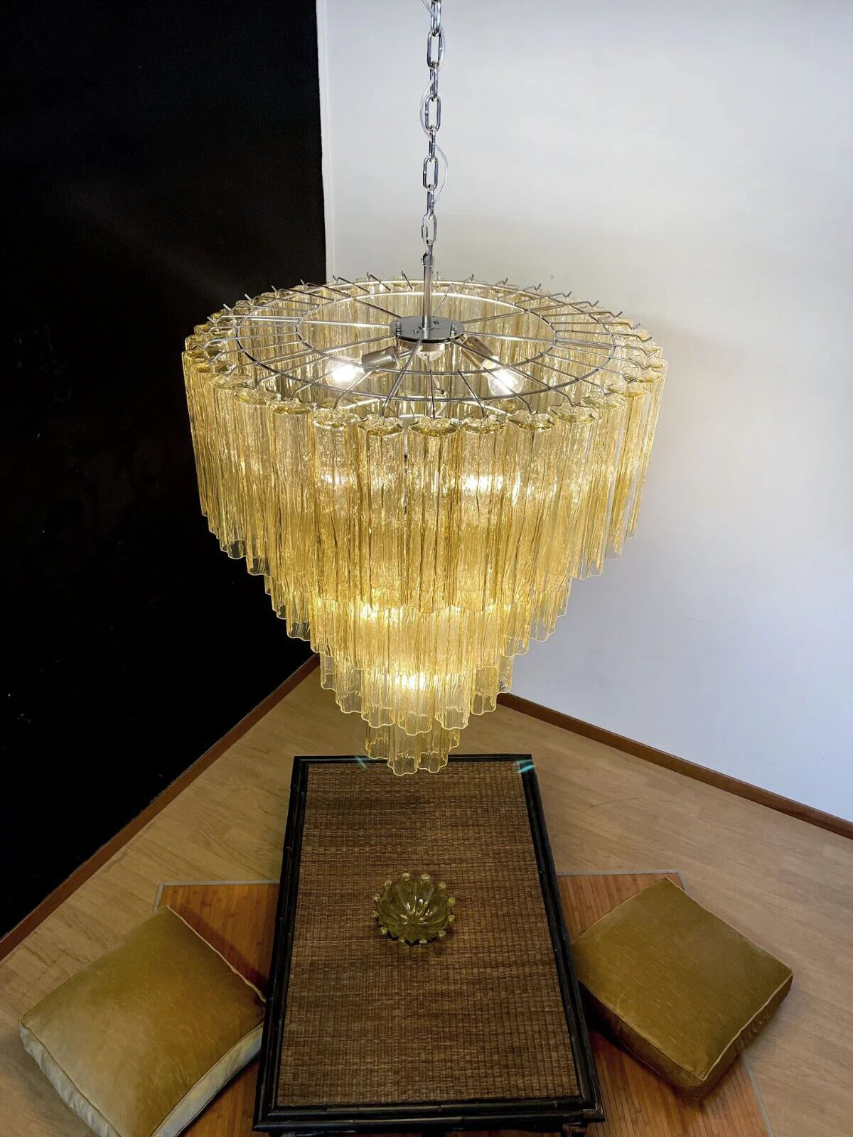 Star-Shaped Amber Glass Chandelier