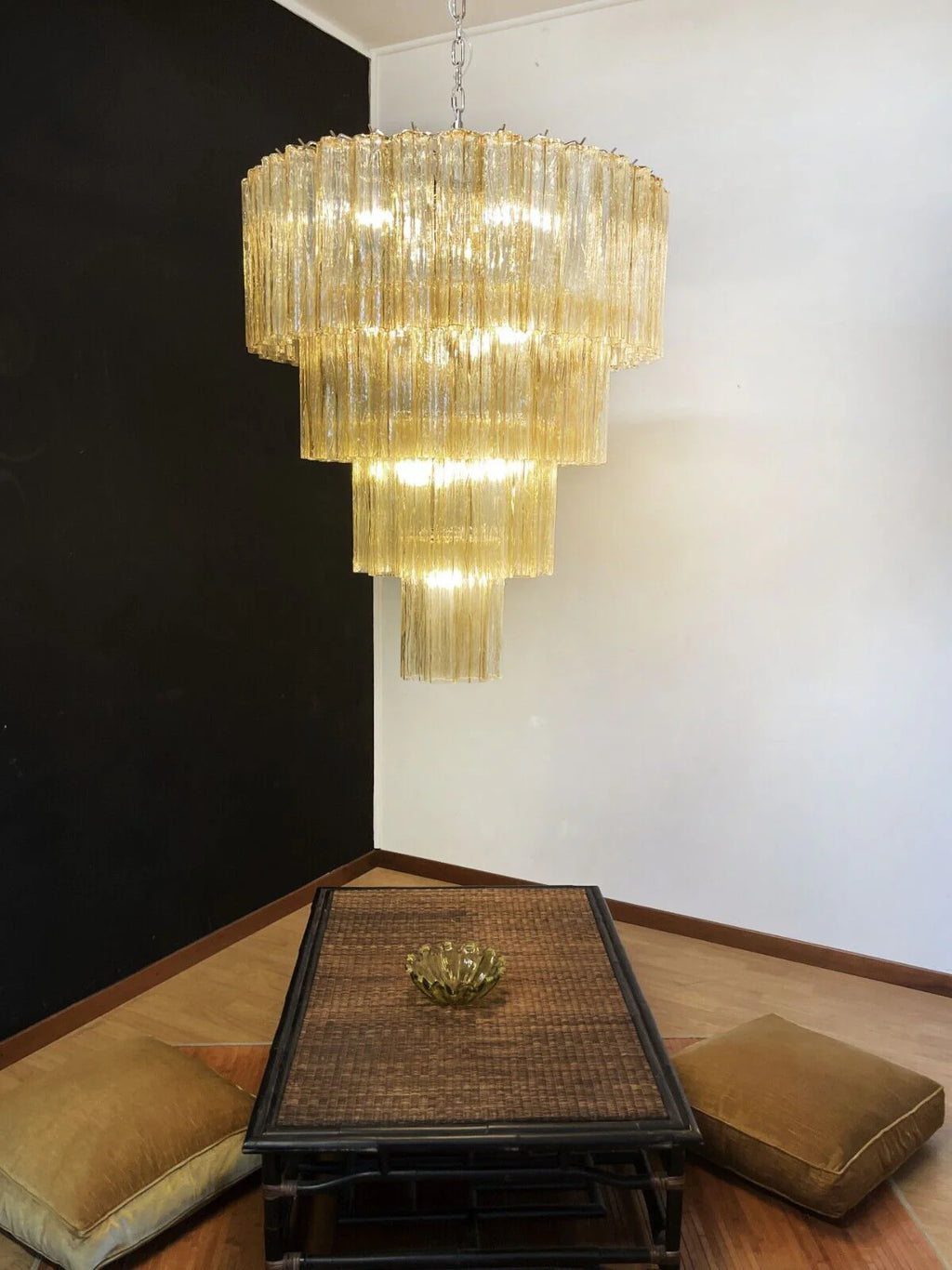 Star-Shaped Amber Glass Chandelier