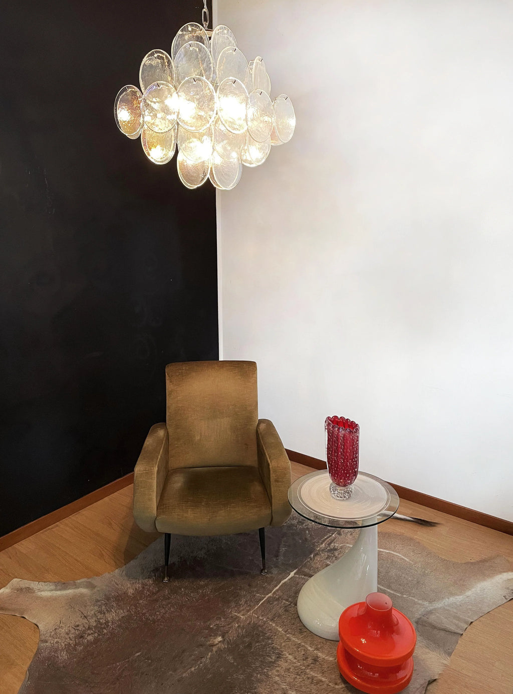 Vintage Murano Iridescent Disks Chandelier