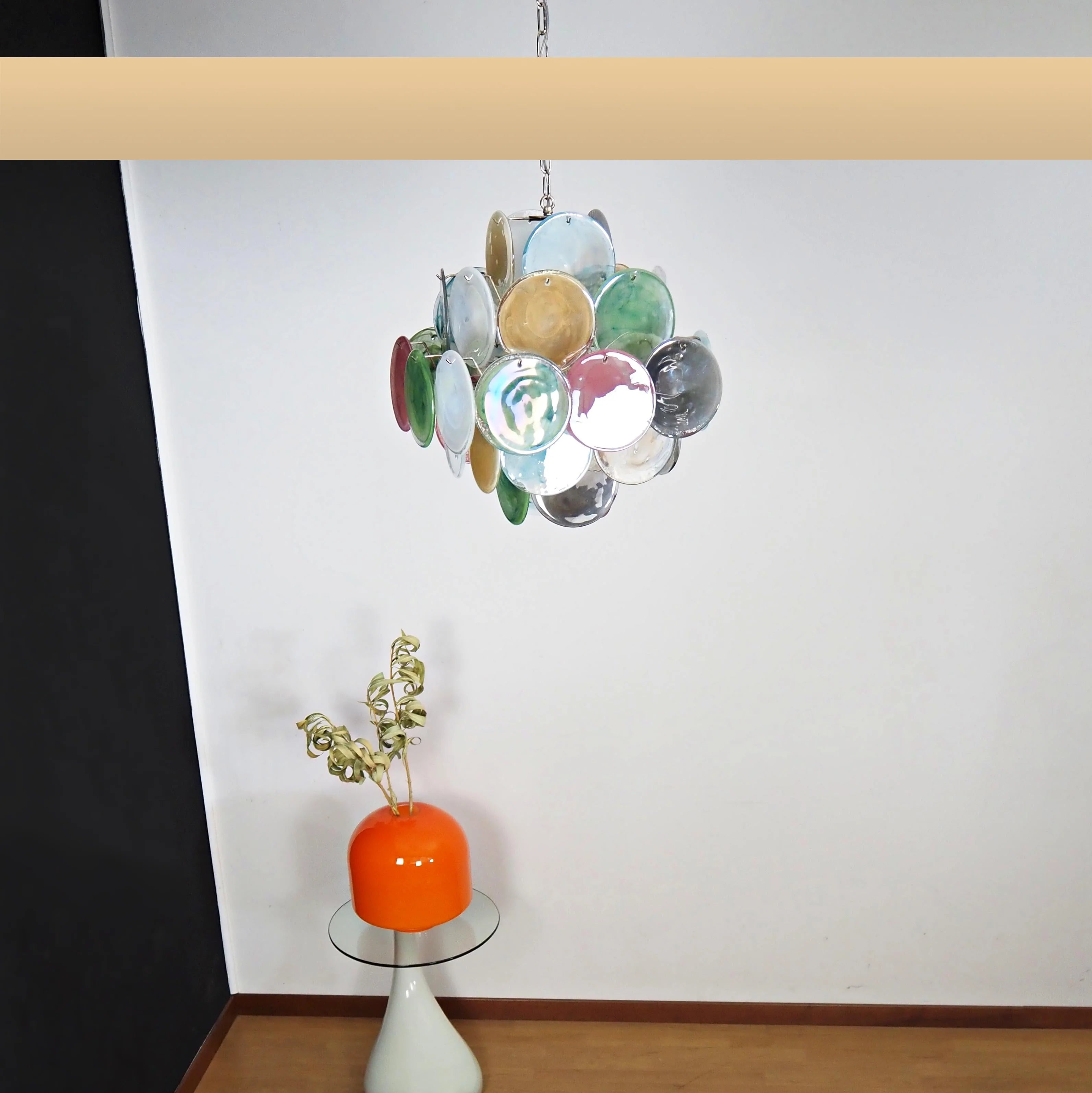 Vintage Murano Multicolored Disks Chandelier
