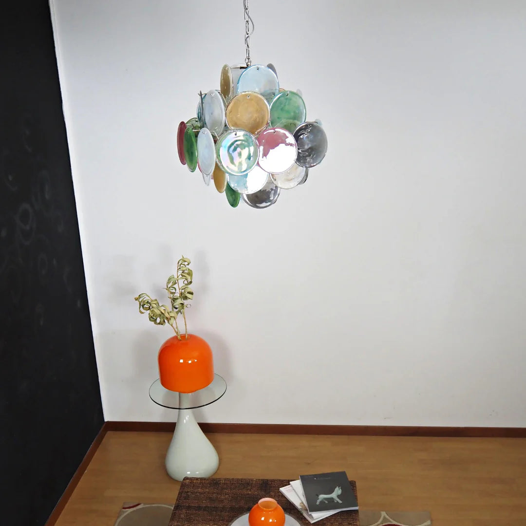 Vintage Murano Multicolored Disks Chandelier
