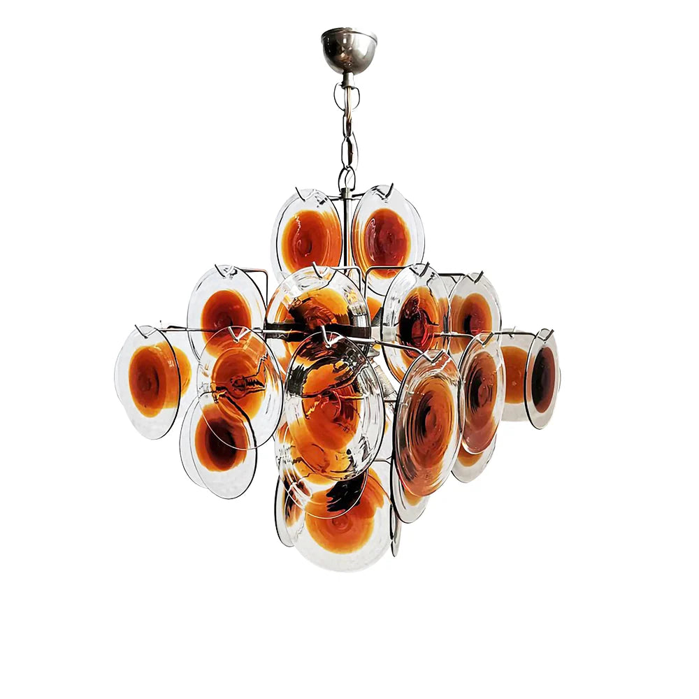 Vintage Orange Transparent Disc Chandelier