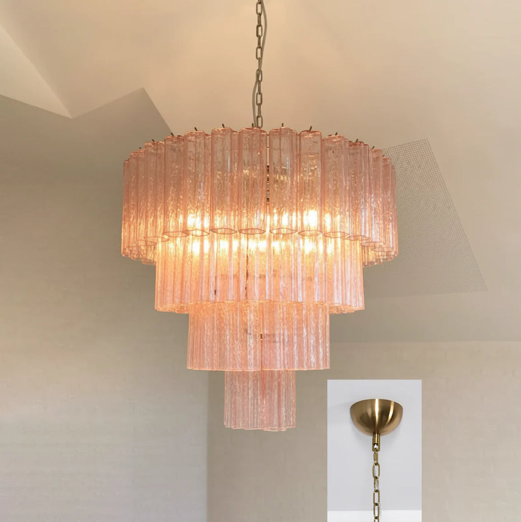Pink Glass Tube Star Layered Chandelier