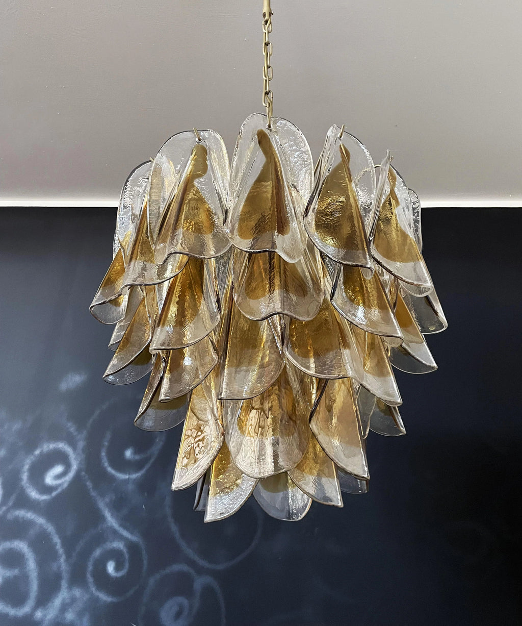 Vintage Murano Swallows Amber Glass Chandelier