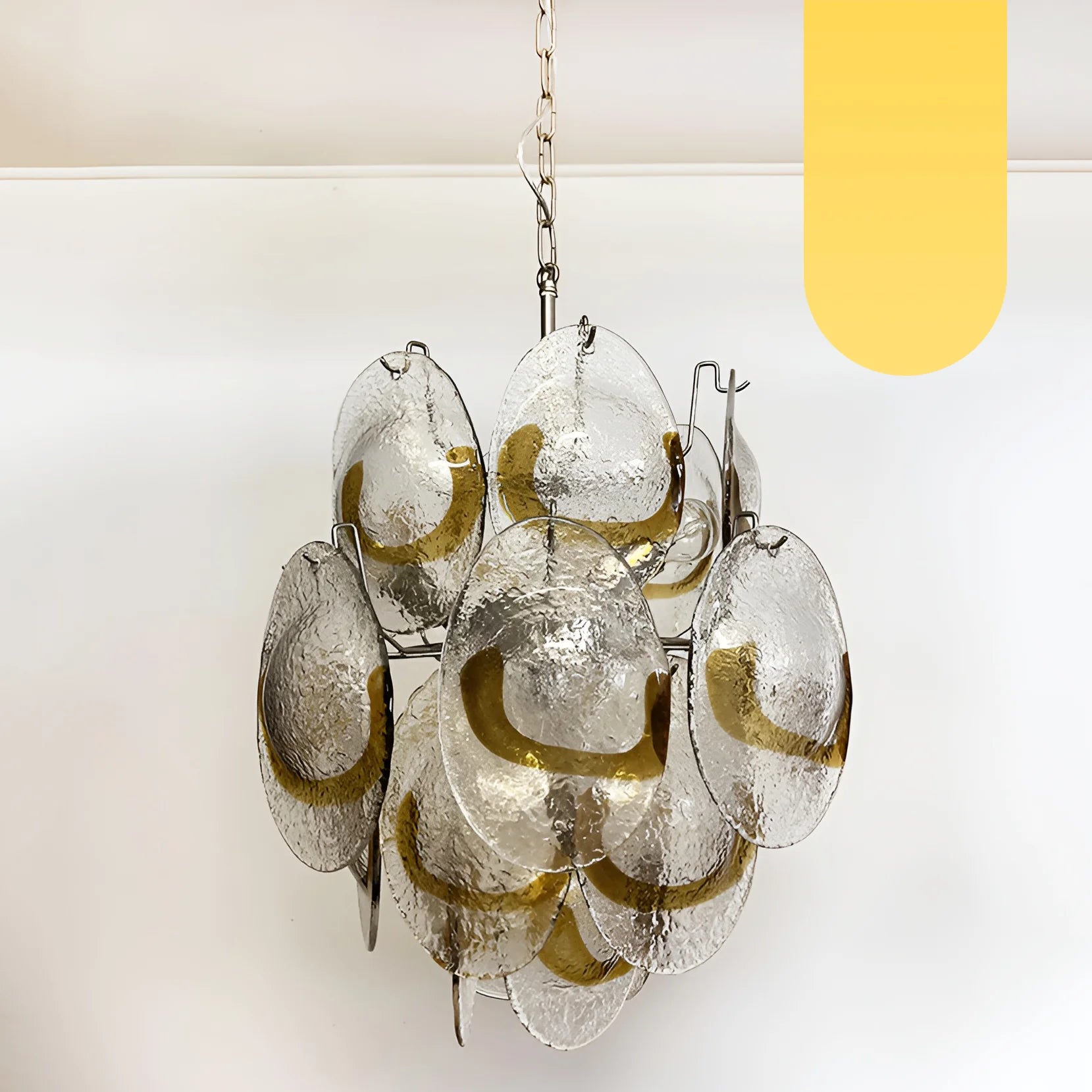 Vintage Murano Transparent Amber Chandelier