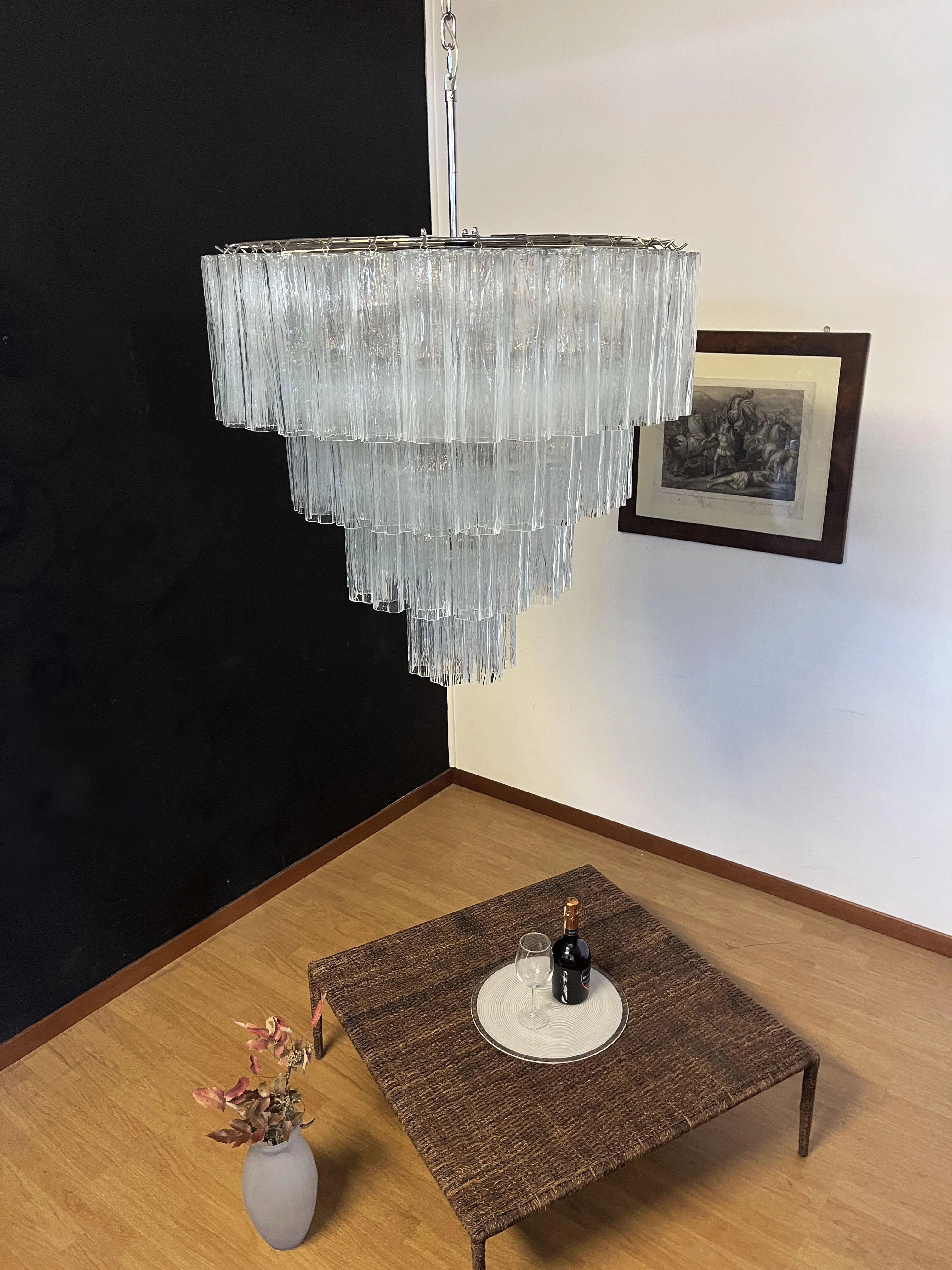 Vintage Murano Transparent Glass Chandelier