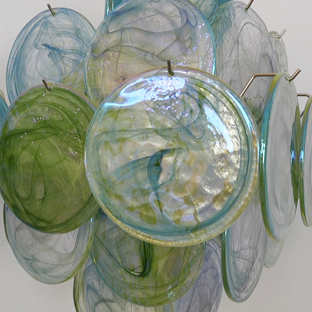 Vintage Murano Green Disks Chandelier