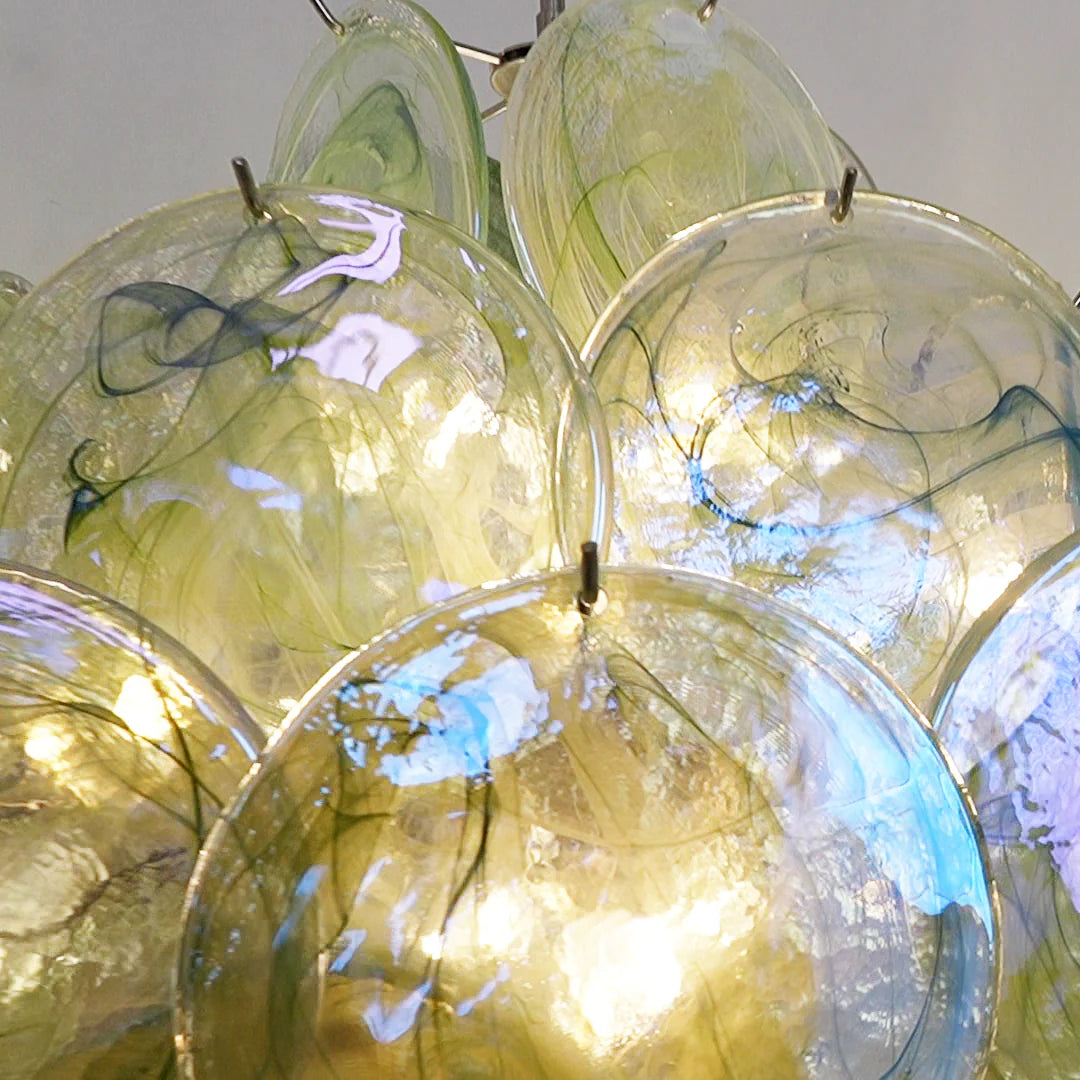 Vintage Murano Green Disks Chandelier