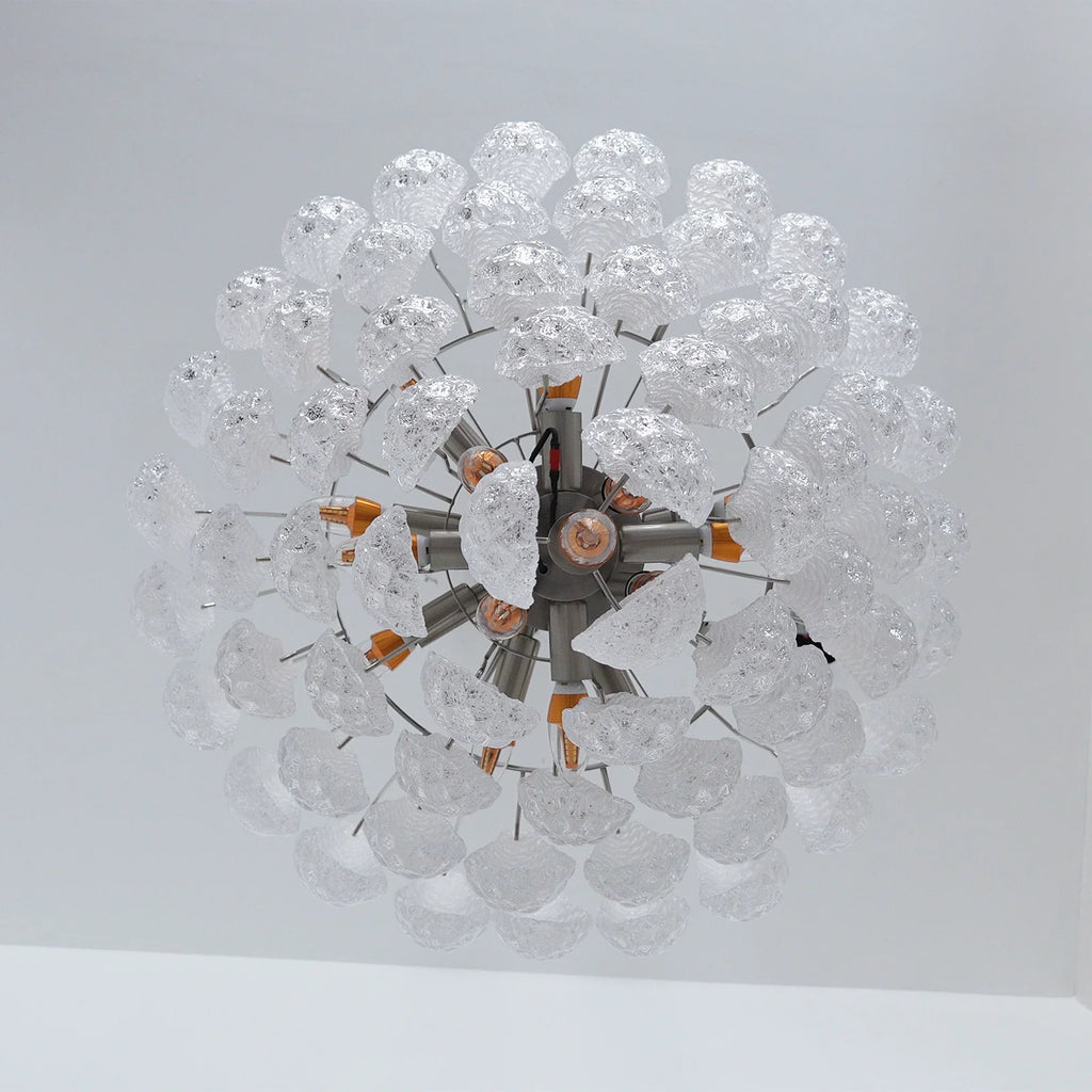 Vintage Transparent Murano Glass Petals Drop Chandelier